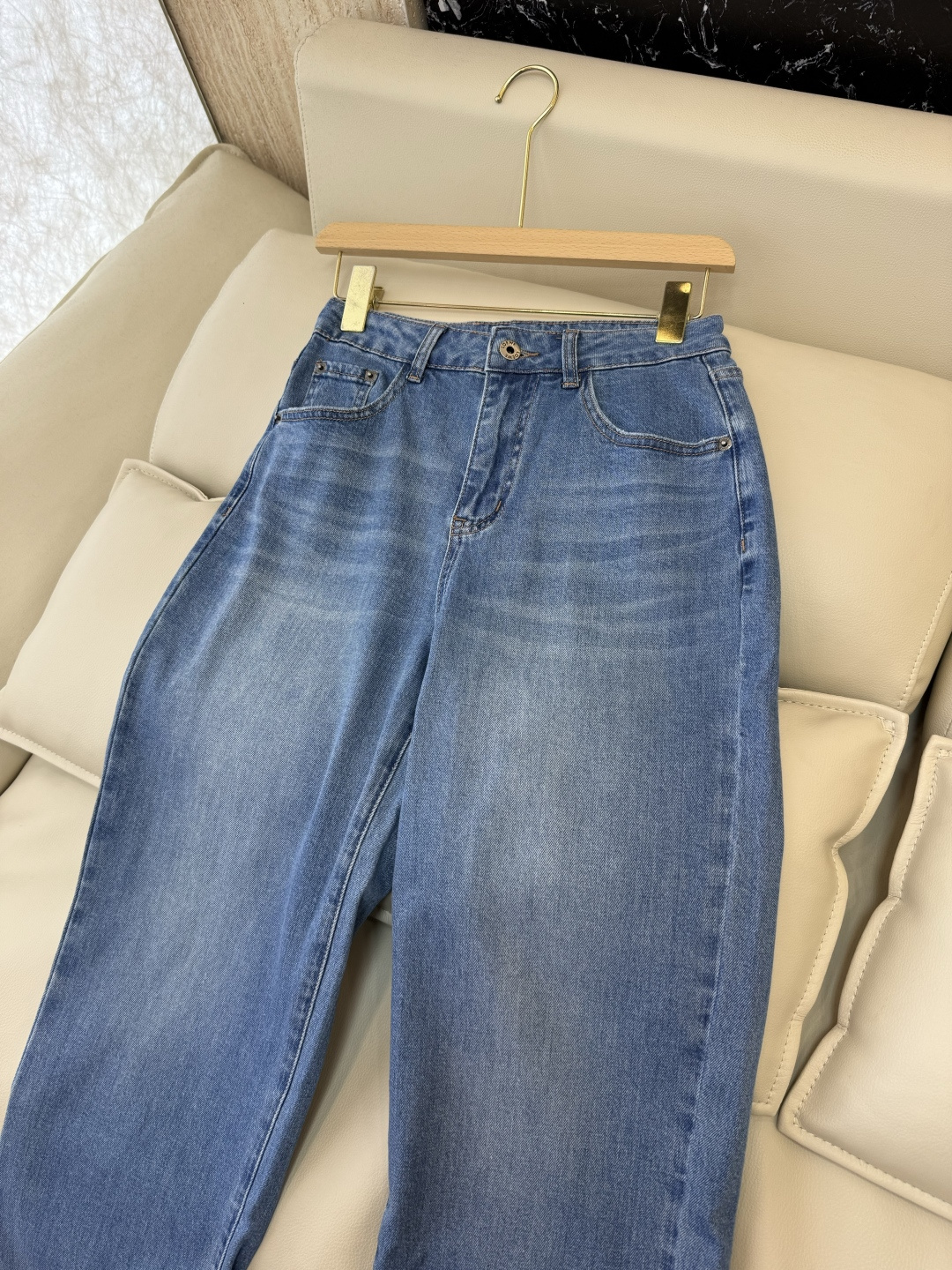 AW080#新款牛仔裤⚠️工厂特批‼️Loewe 牛仔九分裤 蓝色 米白色 26/27/28/29/30