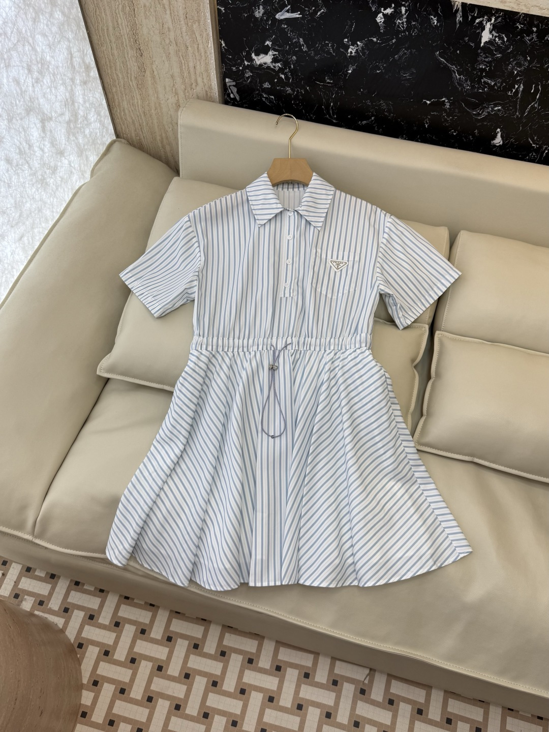 NO:855199,AW084# New Dress P PRADA Triangle Logo Short Sleeve Striped Short Dress Two-Color Picture SM L, Prada-Clothing, prada, prada, skirts, T-shirt,19860909AW084#新款连衣裙P PRADA 三角标 短袖条纹 短款 连衣裙 两色图 SM L,普拉达-服装,prada,prada,skirts,T-shirt,,Women's clothing