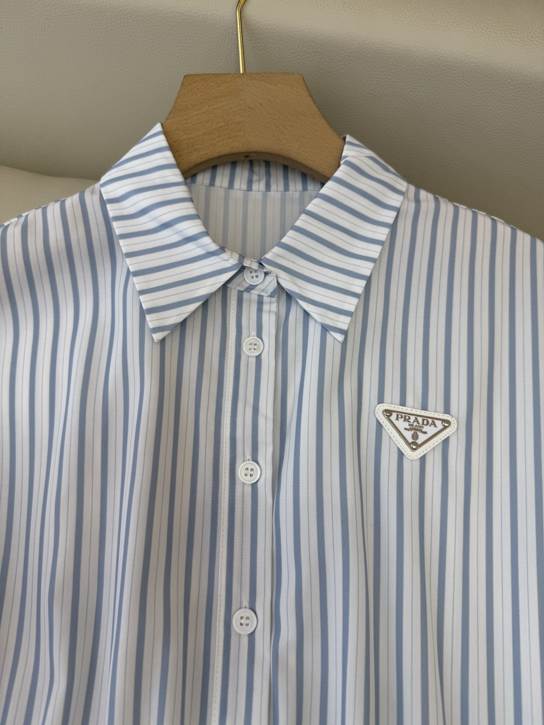 AW085#新款连衣裙⚠️工厂特批‼️PRADA 三角标 短袖条纹 长款 连衣裙 两色图 SM L