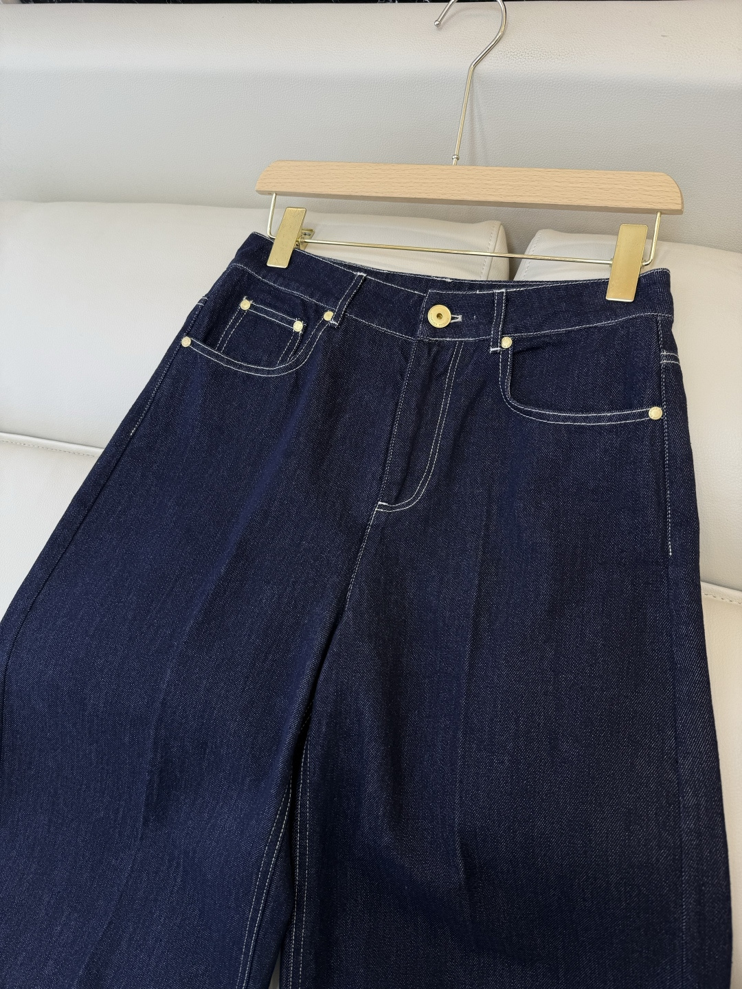 QD8037#新款牛仔裤⚠️🌾BC 顶级版‼️明线绣花牛仔中裤 蓝色 SMLXL