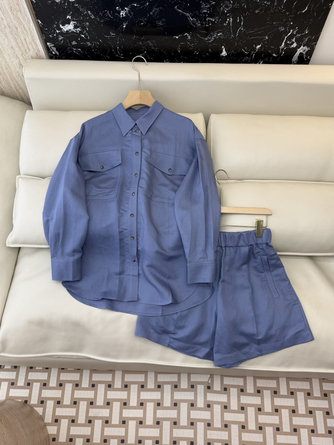 NO:857370,QD811#New set BC top version BC 28 linen long-sleeved shirt shorts set blue SMLXL, women's clothing, shorts, shirts,19860909QD811#新款套装 BC 顶级版 BC 28 亚麻长袖衬衫短裤套装 蓝色 SMLXL,女装,shorts,shirts,,Women's clothing