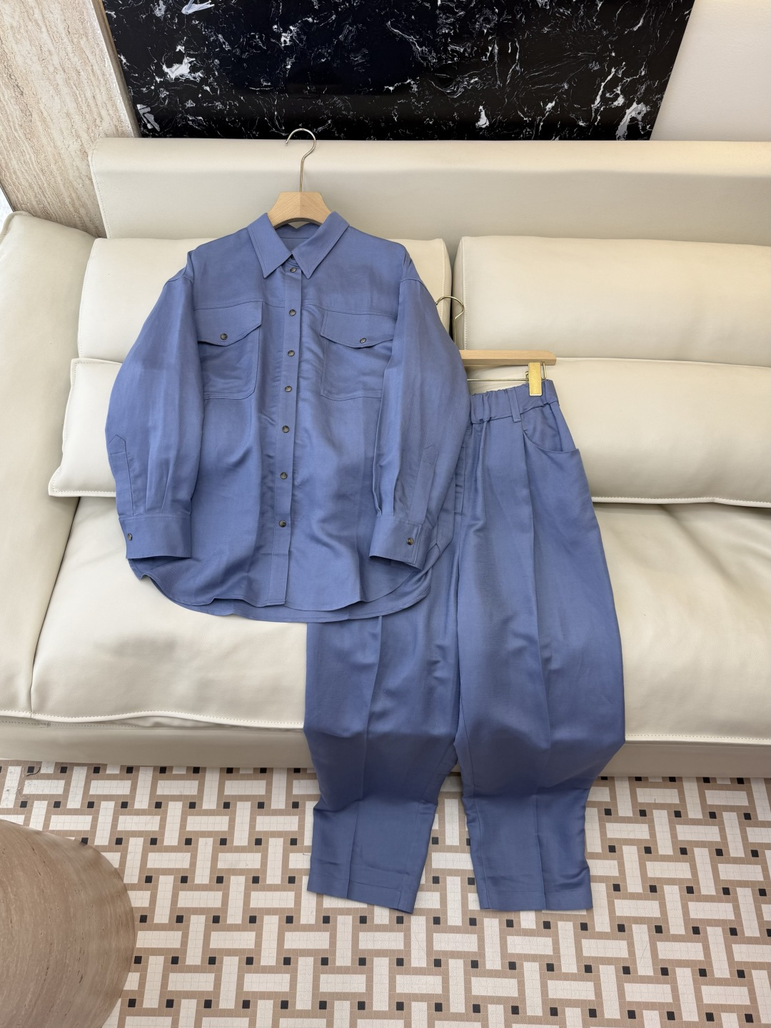 NO:857380,QD8116#New set BC top version BC 28 linen long-sleeved shirt and trousers suit blue SMLXL, women's clothing, shirts,19860909QD8116#新款套装 BC 顶级版 BC 28 亚麻长袖衬衫长裤 套装 蓝色 SMLXL,女装,shirts,,Women's clothing