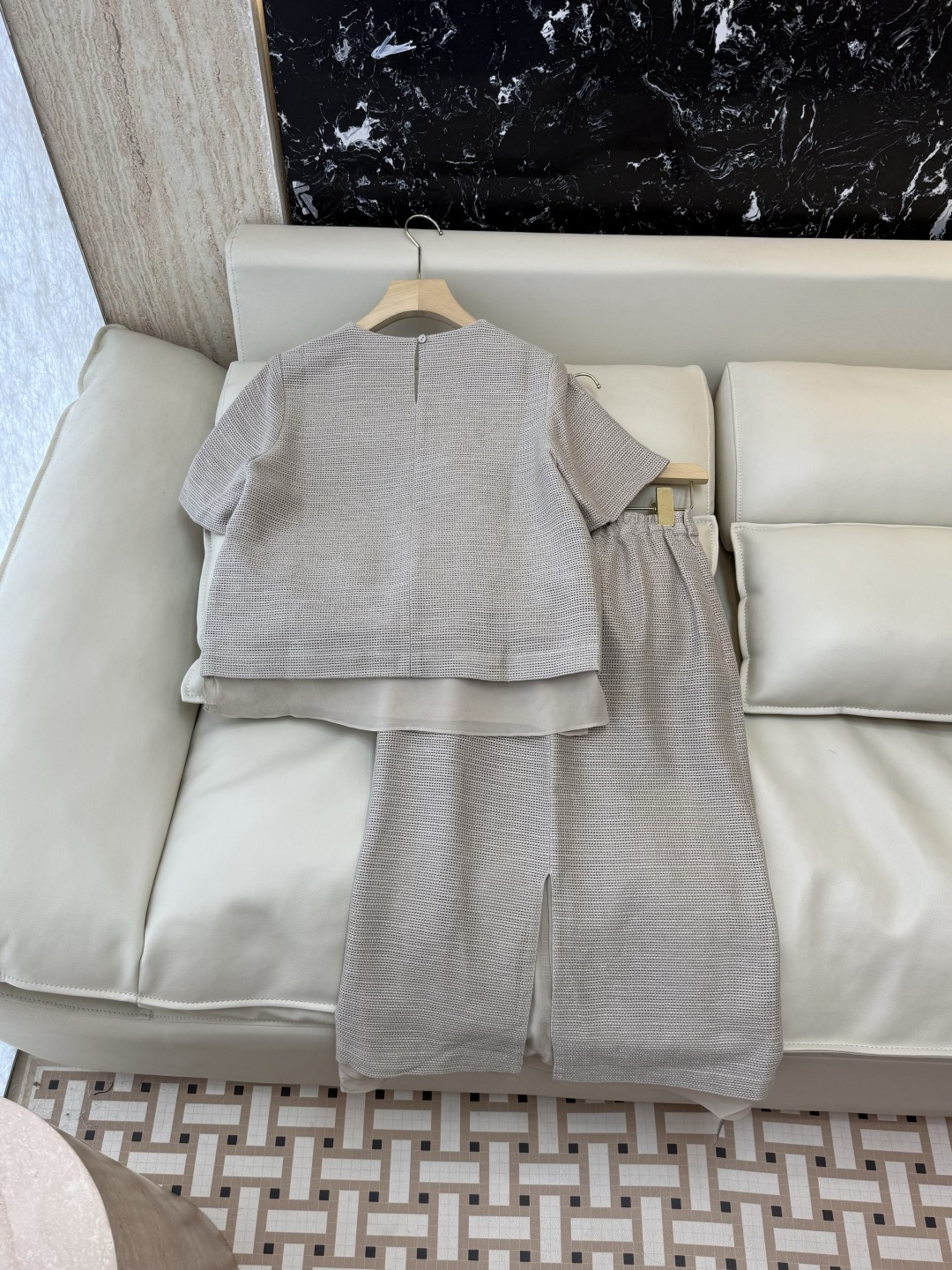 QD8131#新款套装⚠️🌾Loro piana 90% 亚麻 短袖上衣➕半裙套装 S-XL