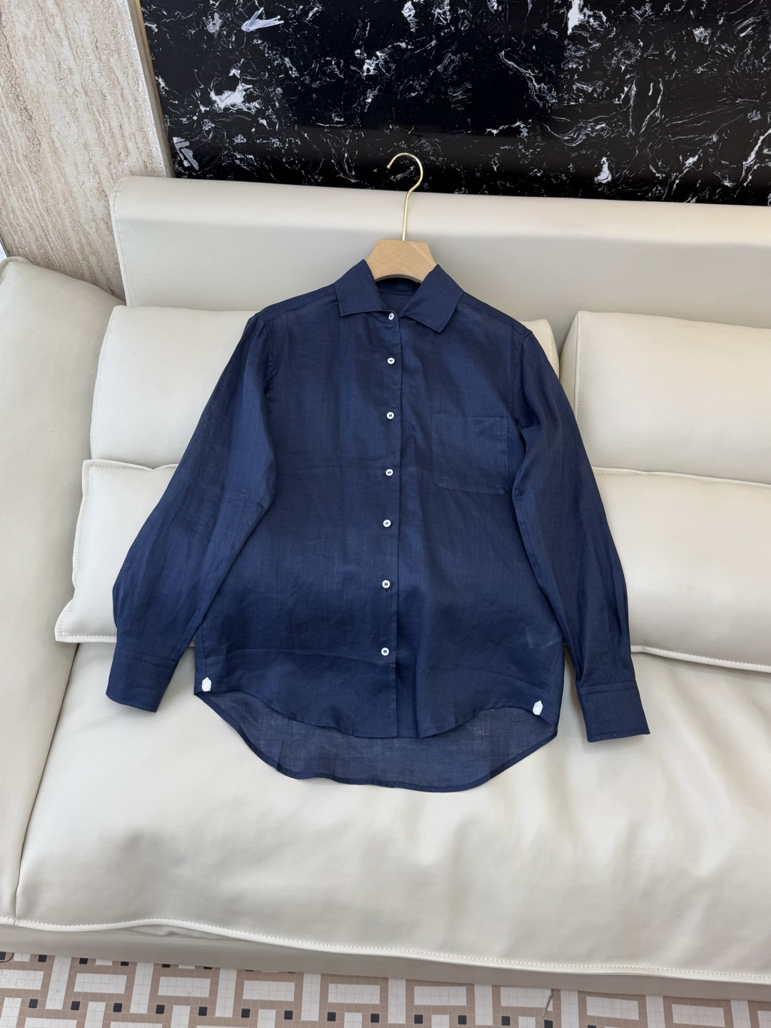 QD8023+8127#新款套装⚠️🌾Loro piana 100% 苎麻 绣花长袖衬衫➕长裤套装 杏色