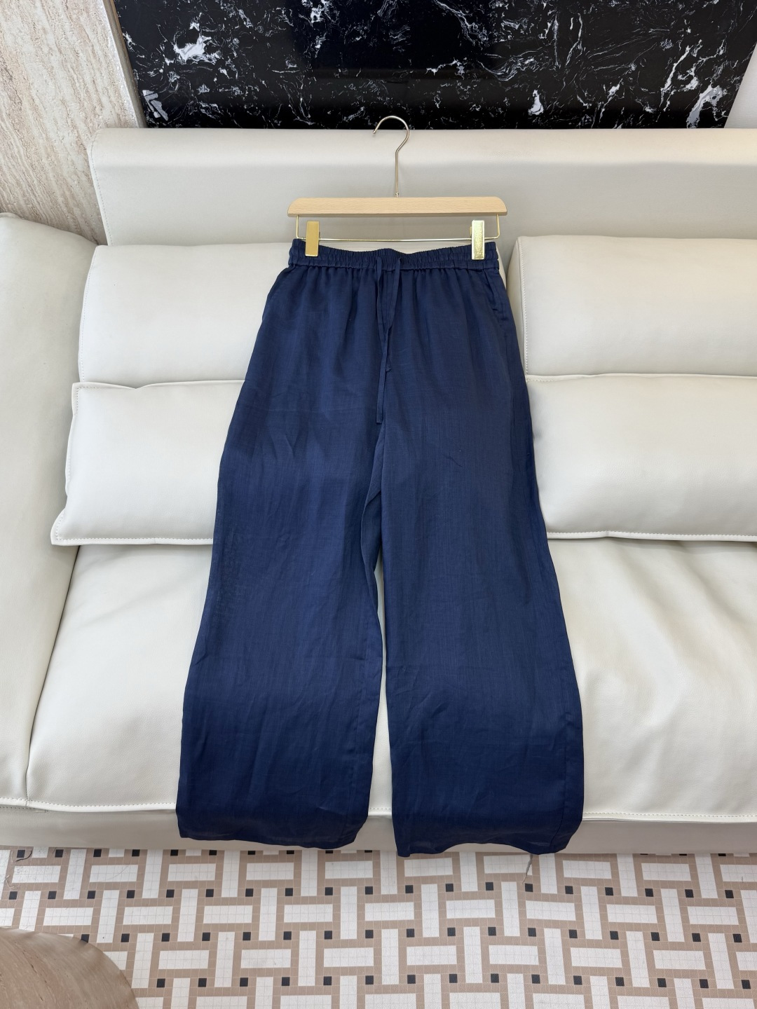QD8023+8127#新款套装⚠️🌾Loro piana 100% 苎麻 绣花长袖衬衫➕长裤套装 杏色
