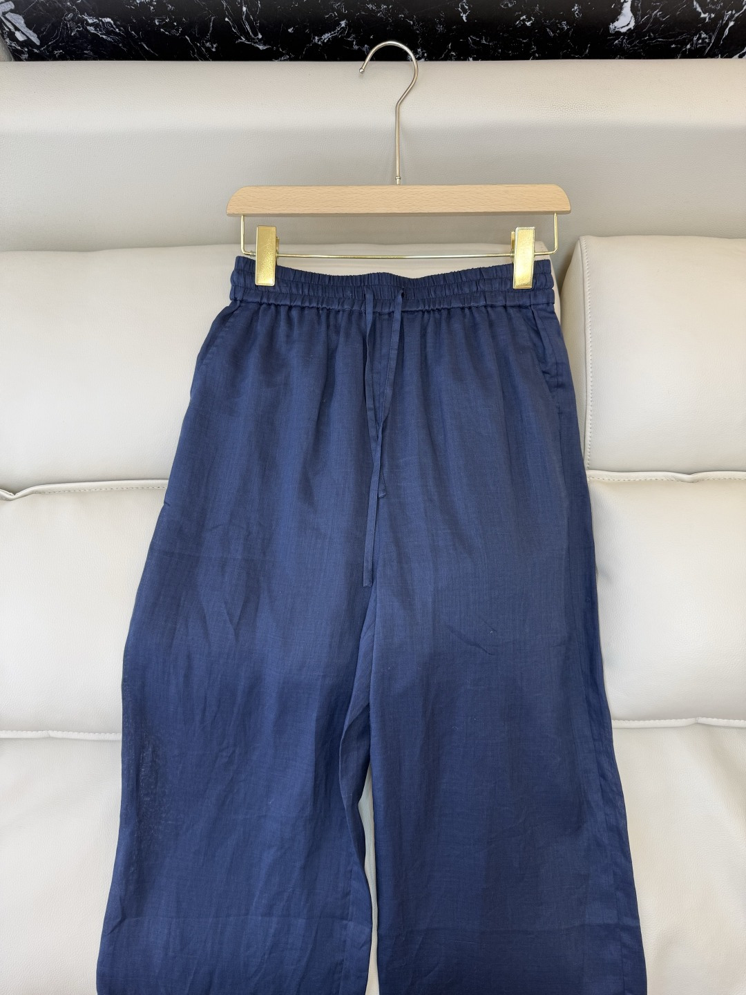QD8023+8127#新款套装⚠️🌾Loro piana 100% 苎麻 绣花长袖衬衫➕长裤套装 杏色