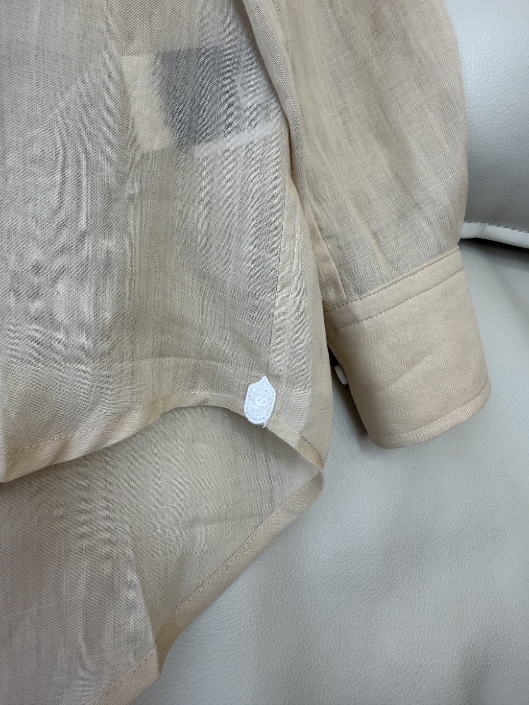 QD8023+8127#新款套装⚠️🌾Loro piana 100% 苎麻 绣花长袖衬衫➕长裤套装 杏色