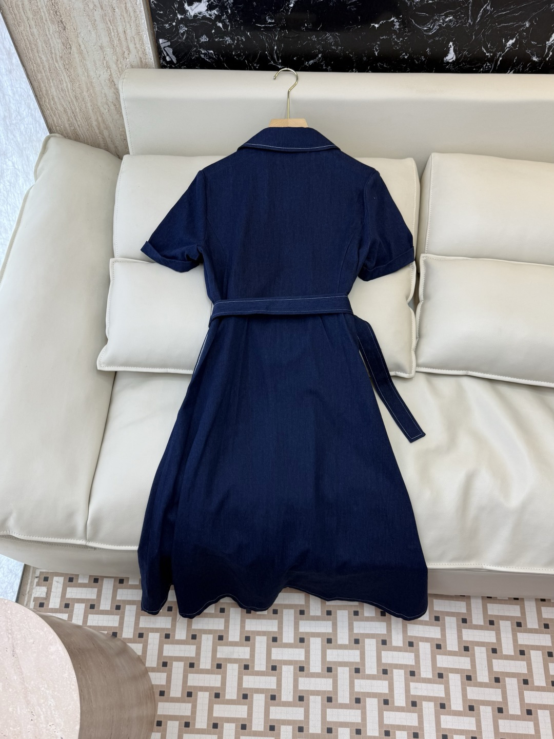 AW094#新款连衣裙⚠️工厂特批‼️celine 短袖修身牛仔连衣裙 深蓝色 浅蓝色 SML