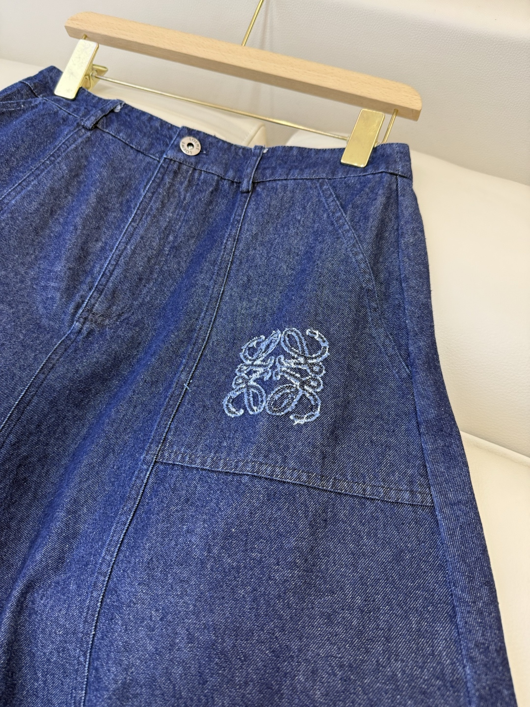 AW095#新款半裙⚠️工厂特批‼️loewe 绣花 牛仔长半裙 深蓝色 浅蓝色 SML