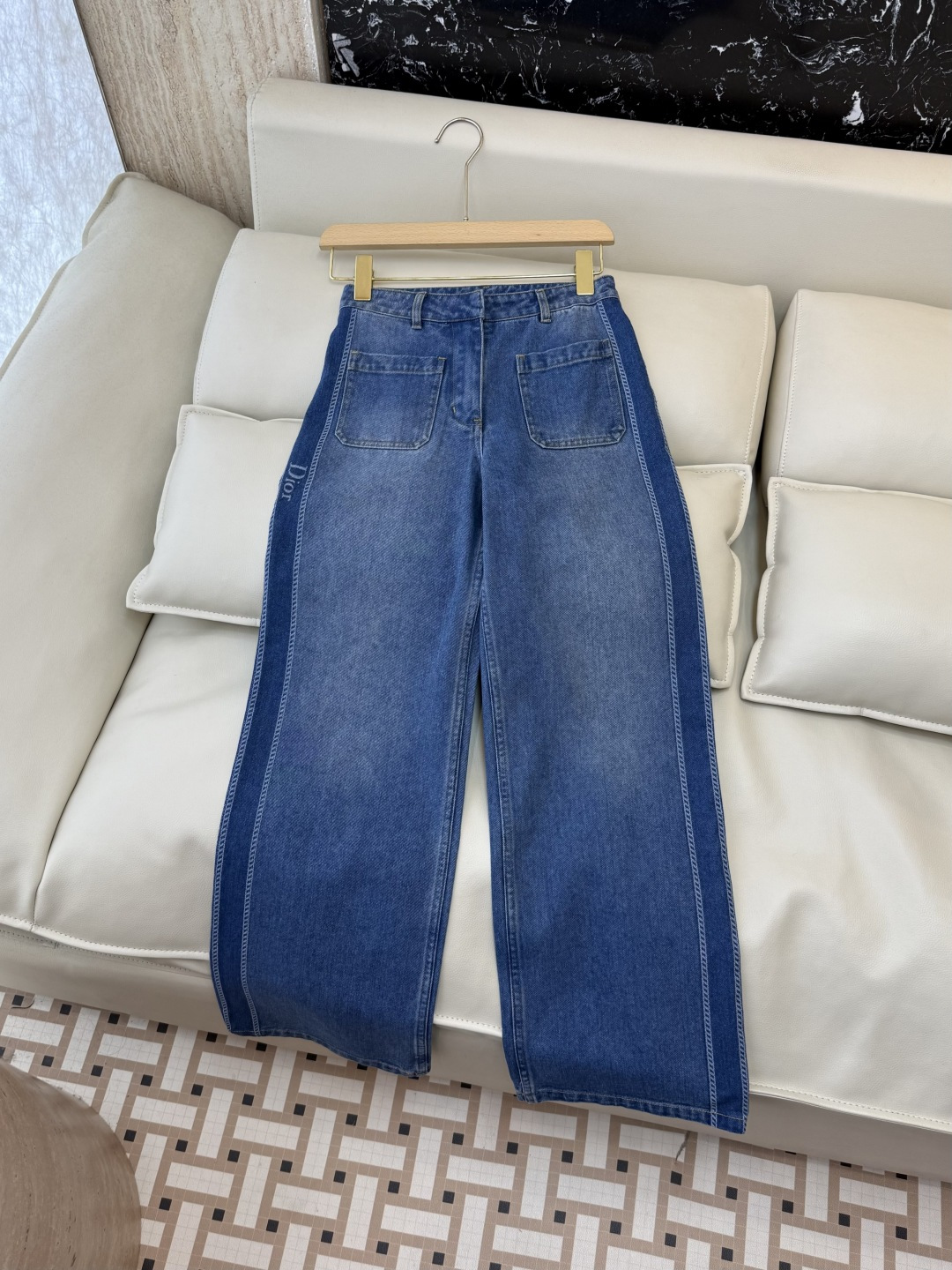NO:857206,GU091# New Jeans P Dior Colorblock Printed Letter Denim Trousers 36/38/40, Dior-clothing, dior, dior, jeans,19860909GU091#新款牛仔裤P Dior 拼色印花字母牛仔长裤 36/38/40,迪奥-服装,dior,dior,jeans,,Women's clothing