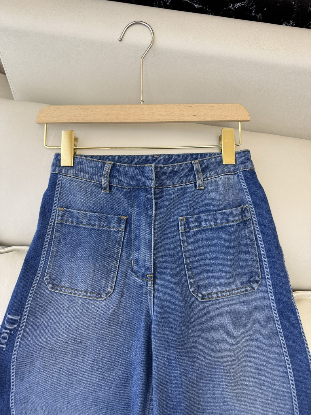 GU091#新款牛仔裤⚠️工厂特批‼️Dior 拼色印花字母牛仔长裤 36/38/40