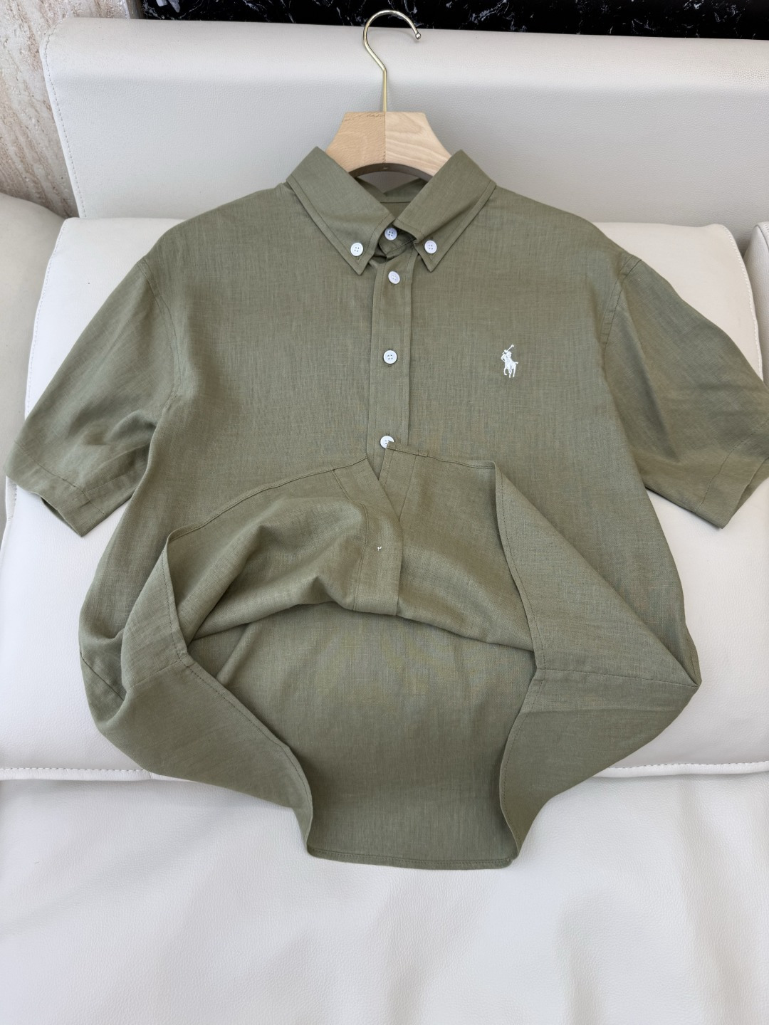 CY0137#新款衬衫⚠️🌾Polo 劳夫拉伦 100%亚麻绣花 短袖 衬衫 多色 SML