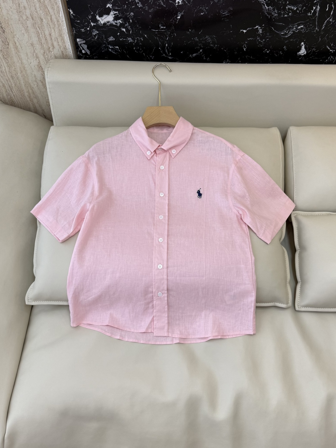 CY0137#新款衬衫⚠️🌾Polo 劳夫拉伦 100%亚麻绣花 短袖 衬衫 多色 SML