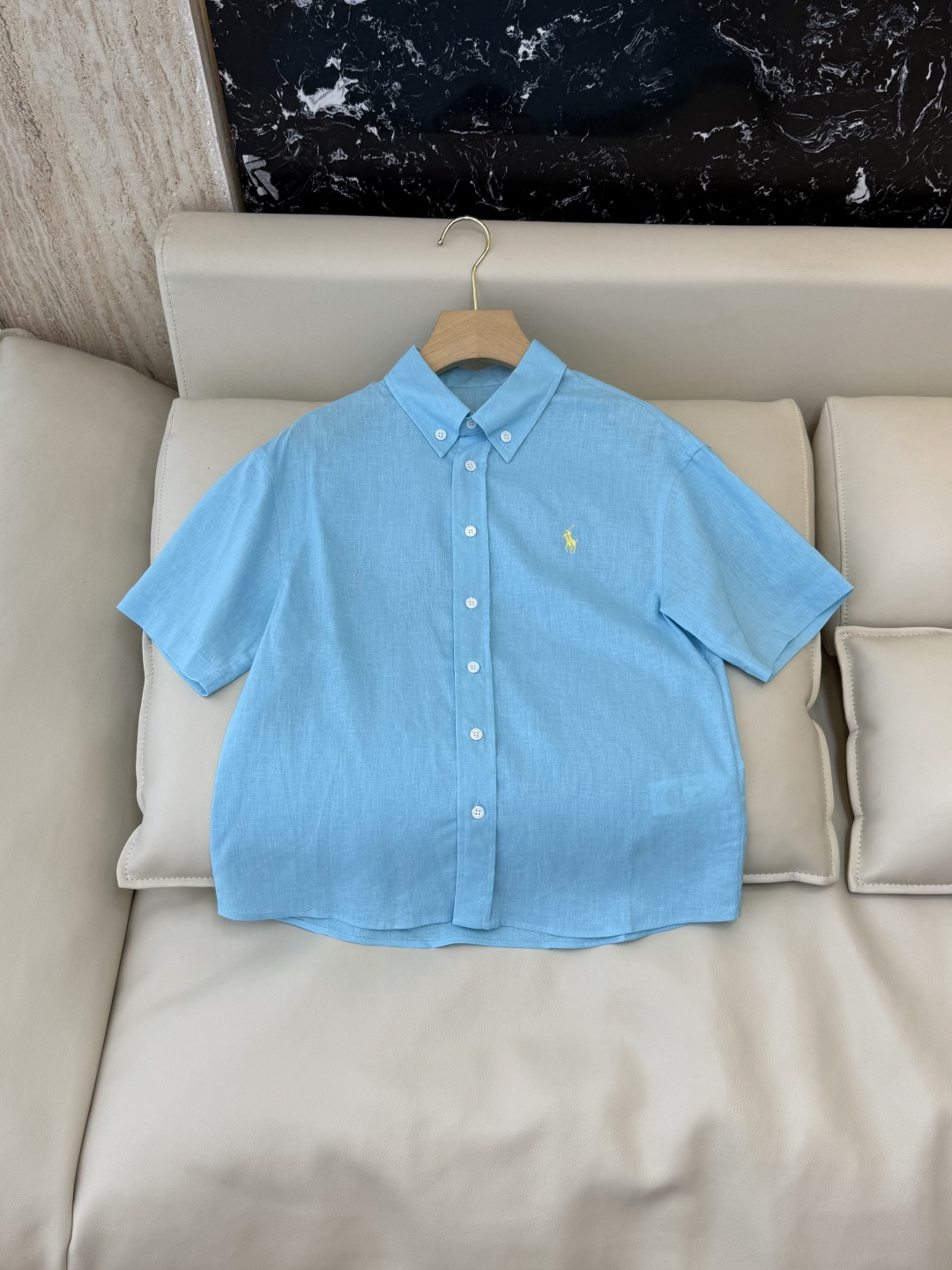 CY0137#新款衬衫⚠️🌾Polo 劳夫拉伦 100%亚麻绣花 短袖 衬衫 多色 SML
