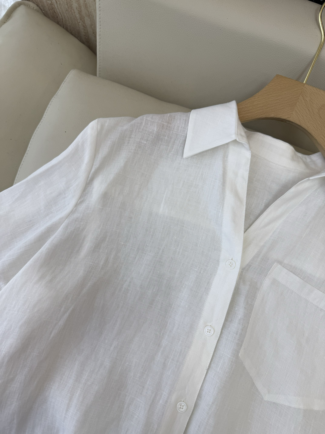 BS1209#新款上衣⚠️🌾100%亚麻 短袖衬衫白色 S-XL