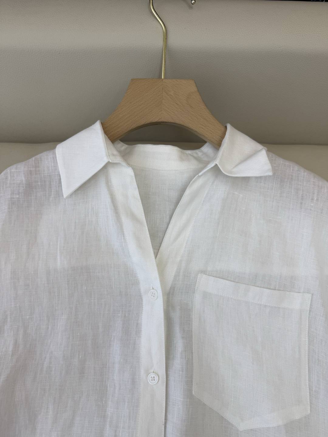 BS1209#新款上衣⚠️🌾100%亚麻 短袖衬衫白色 S-XL