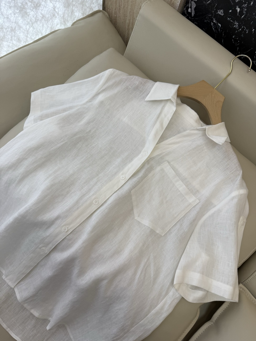 BS1209#新款上衣⚠️🌾100%亚麻 短袖衬衫白色 S-XL