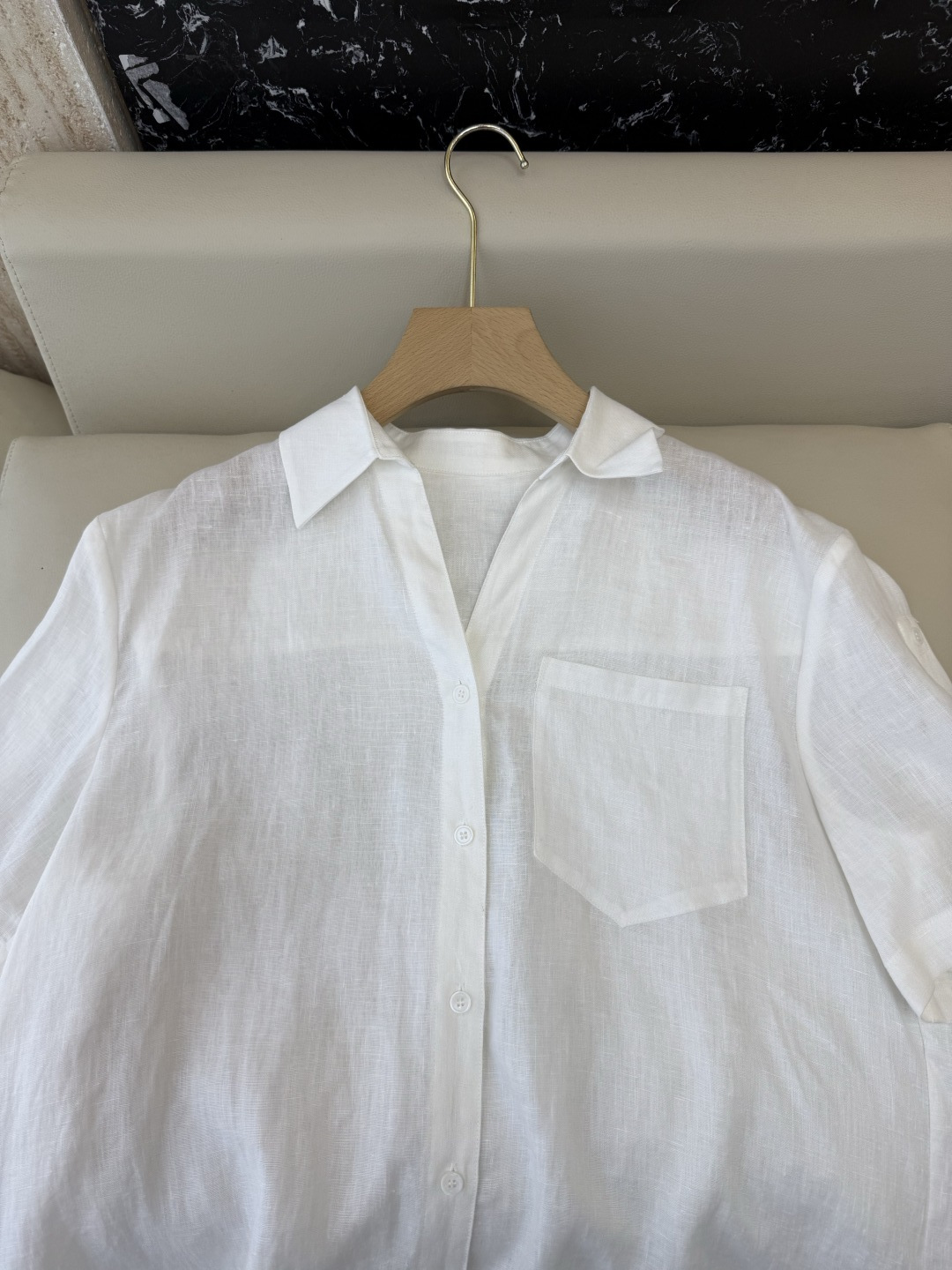 BS1209#新款上衣⚠️🌾100%亚麻 短袖衬衫白色 S-XL