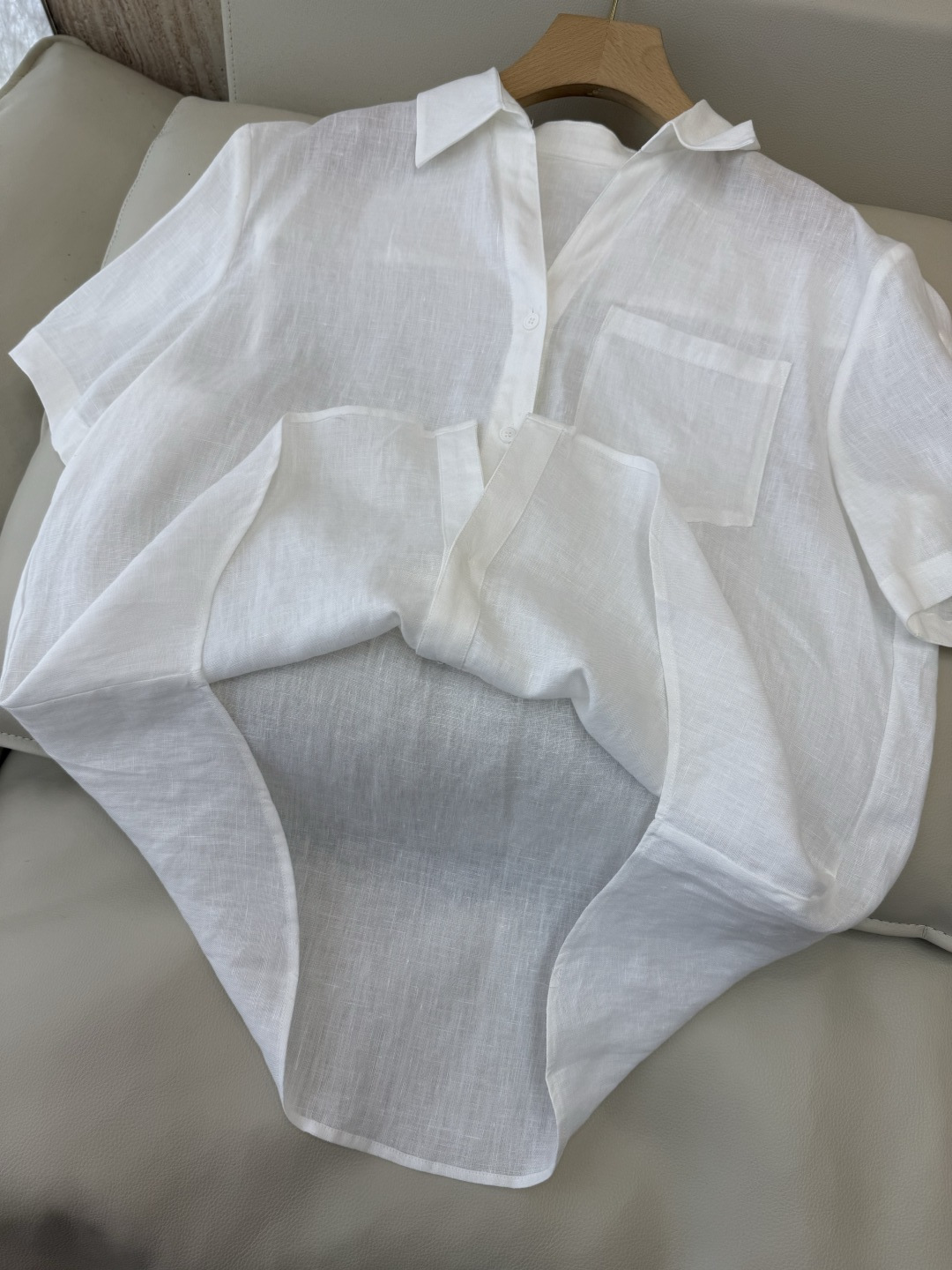 BS1209#新款上衣⚠️🌾100%亚麻 短袖衬衫白色 S-XL