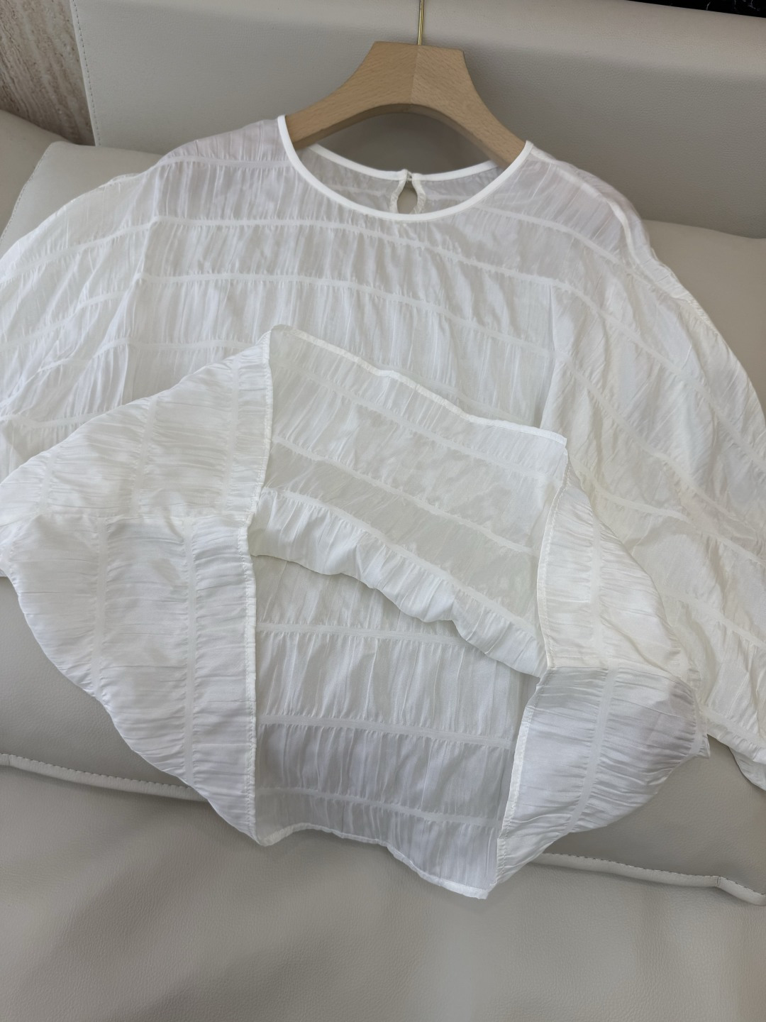 BS1187#新款上衣⚠️🌾泡泡袖 87%真丝上衣 米色 S-XL