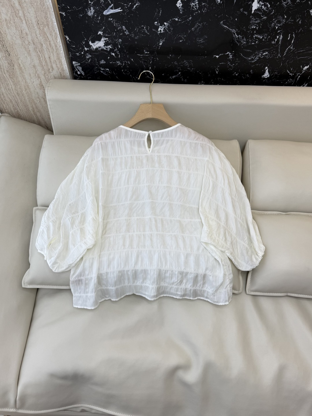 BS1187#新款上衣⚠️🌾泡泡袖 87%真丝上衣 米色 S-XL