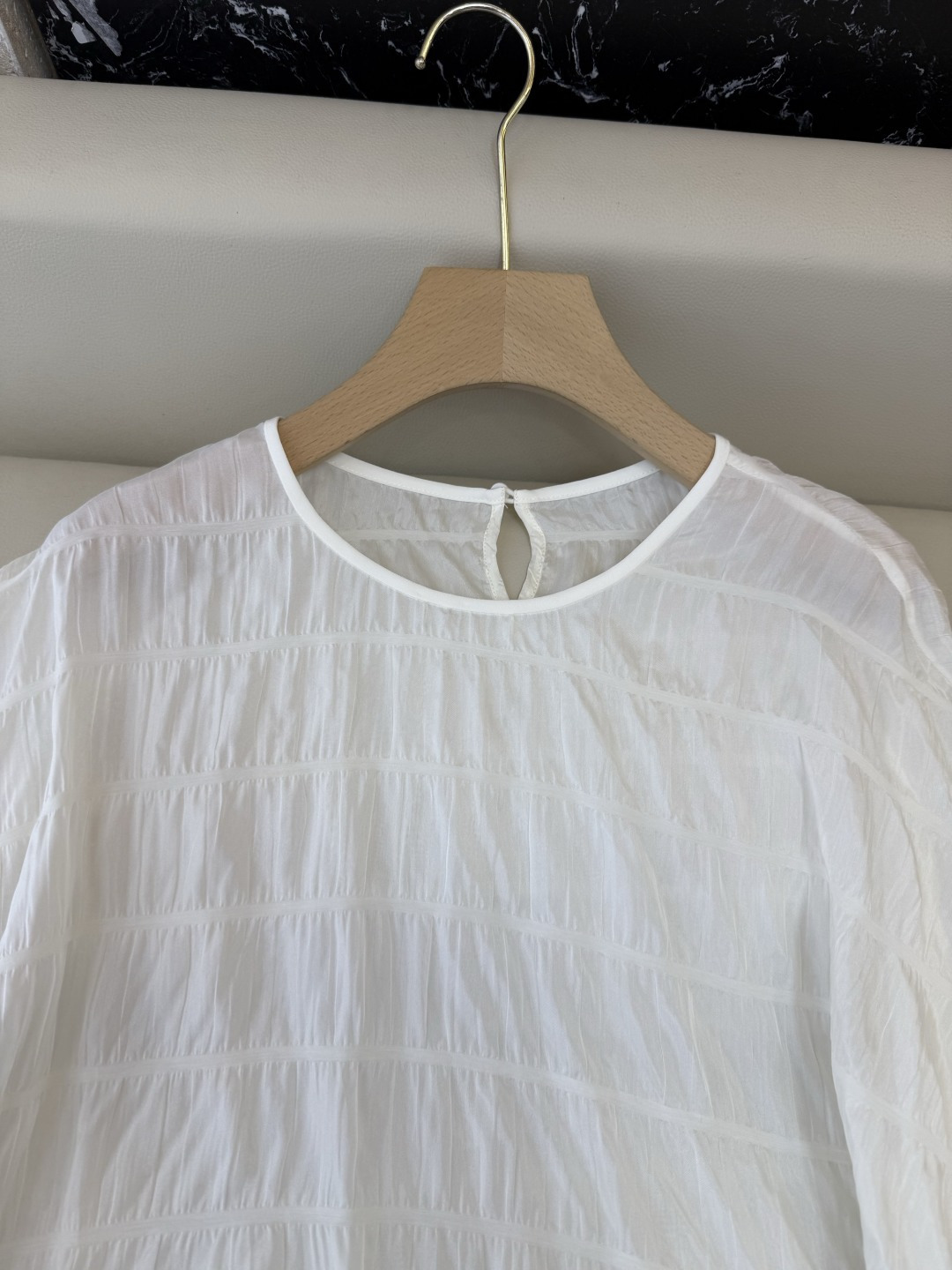 BS1187#新款上衣⚠️🌾泡泡袖 87%真丝上衣 米色 S-XL