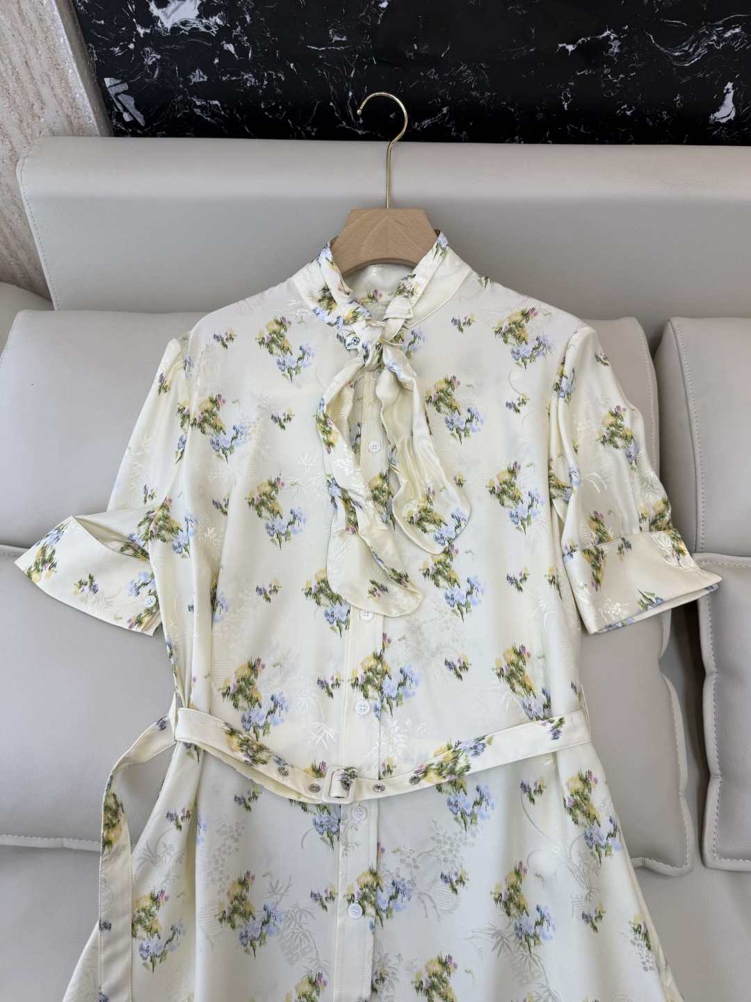 BS1207#新款连衣裙⚠️🌾Dior 100% 真丝印花短袖 连衣裙 36-42