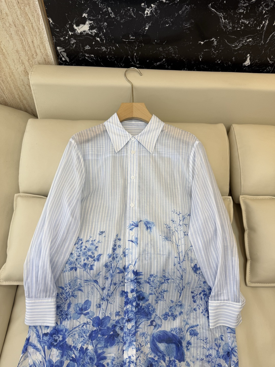 BS1218+1219#新款套装⚠️🌾Dior 印花长袖衬衫➕条纹印花长半裙 套装 36-42