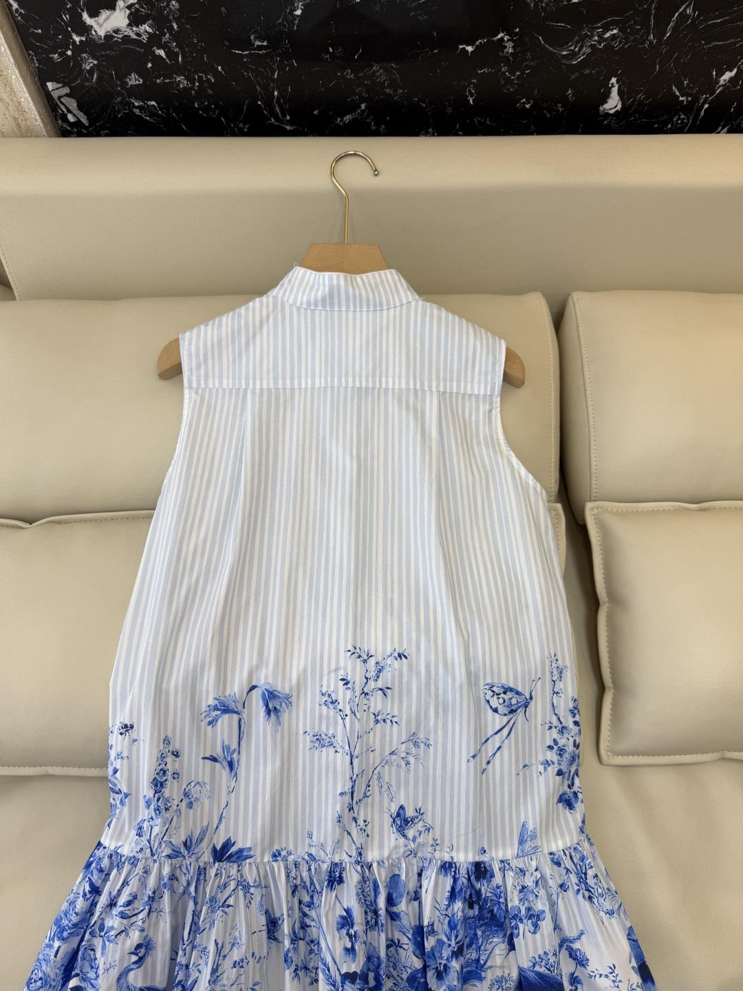 BS1200#新款连衣裙⚠️🌾Dior 印花条纹无袖 棉连衣裙 36-42