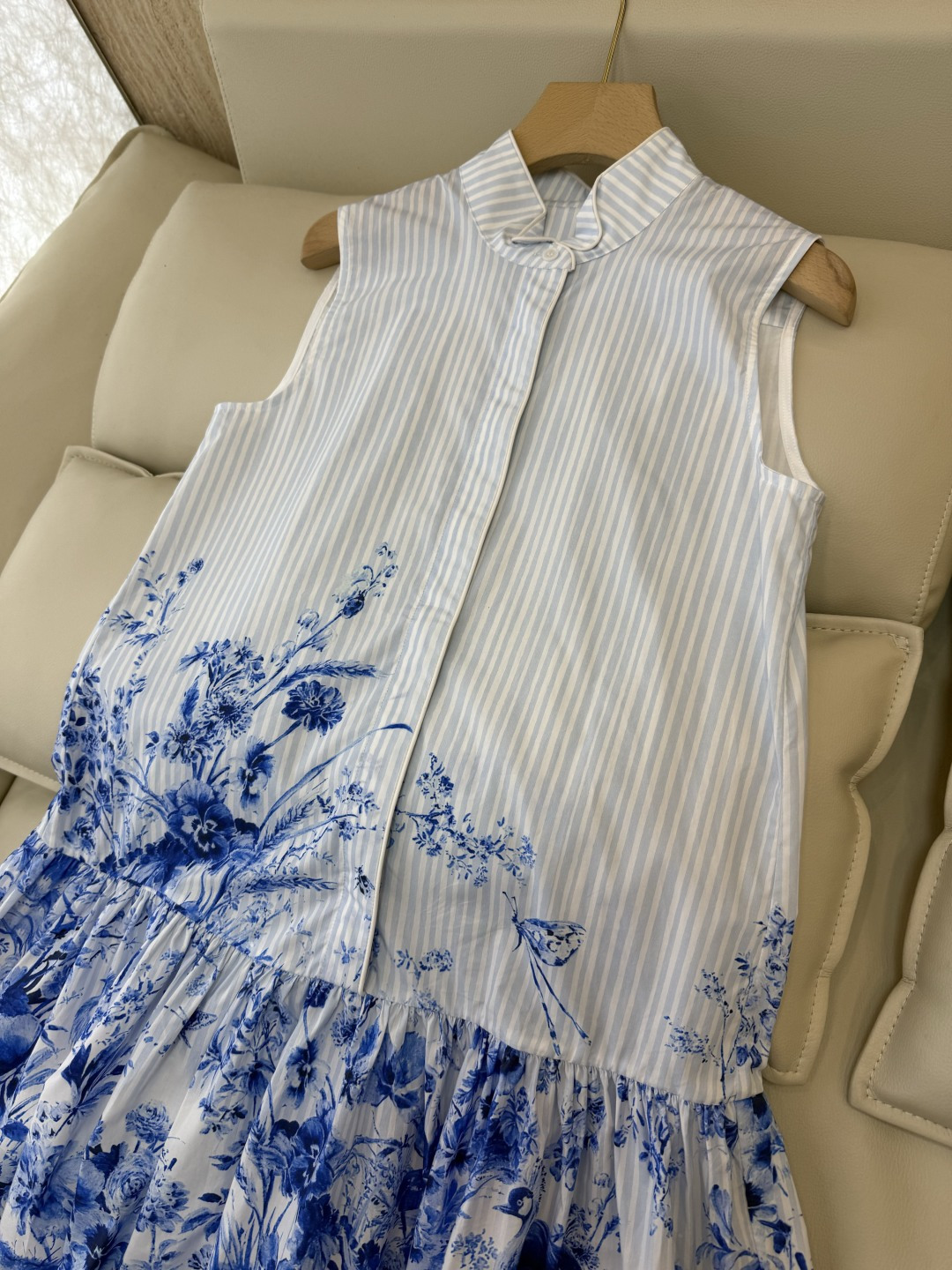 BS1200#新款连衣裙⚠️🌾Dior 印花条纹无袖 棉连衣裙 36-42