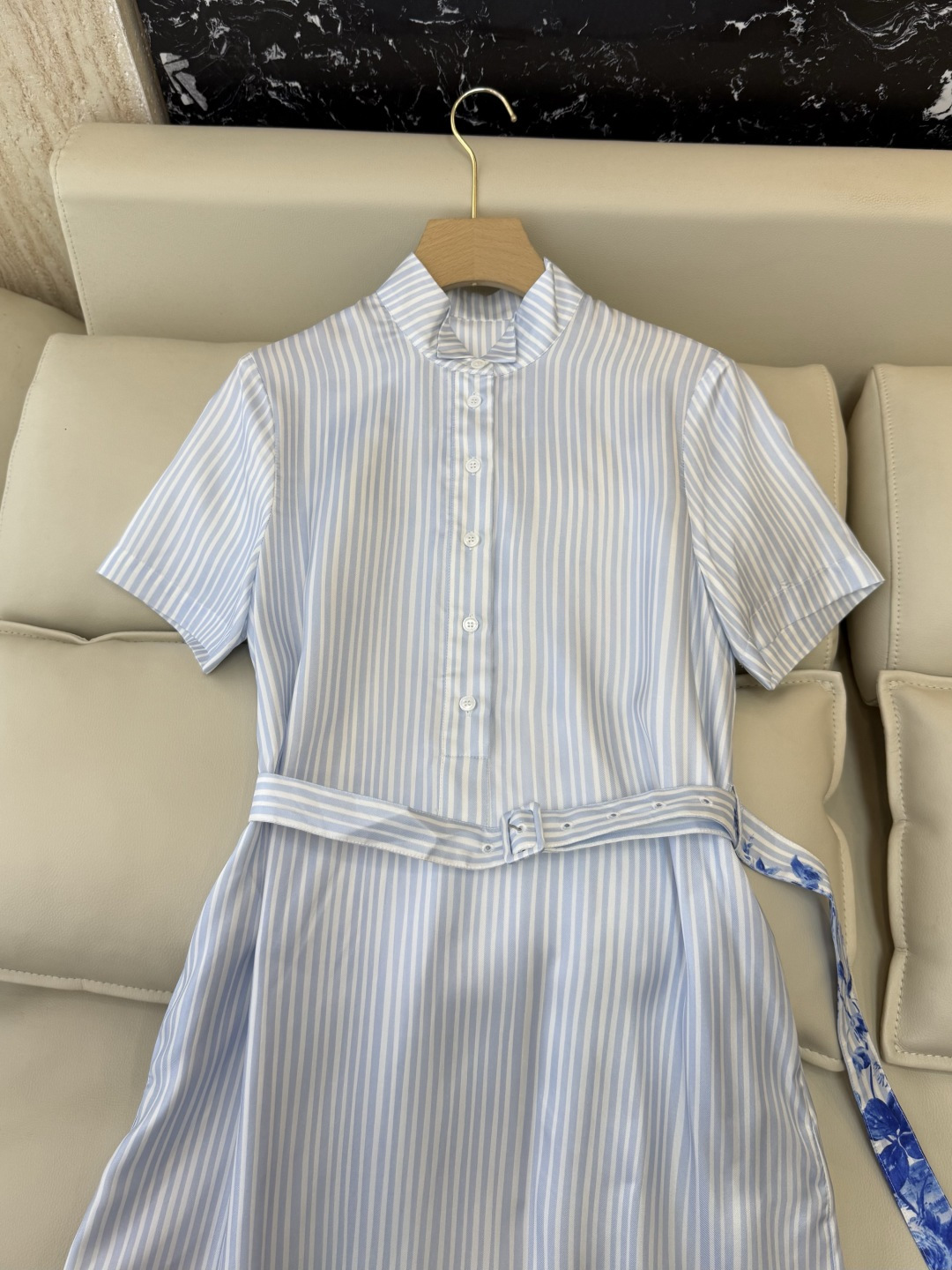 BS1197#新款连衣裙⚠️🌾Dior 100%真丝 印花短袖 条纹 连衣裙 36-42