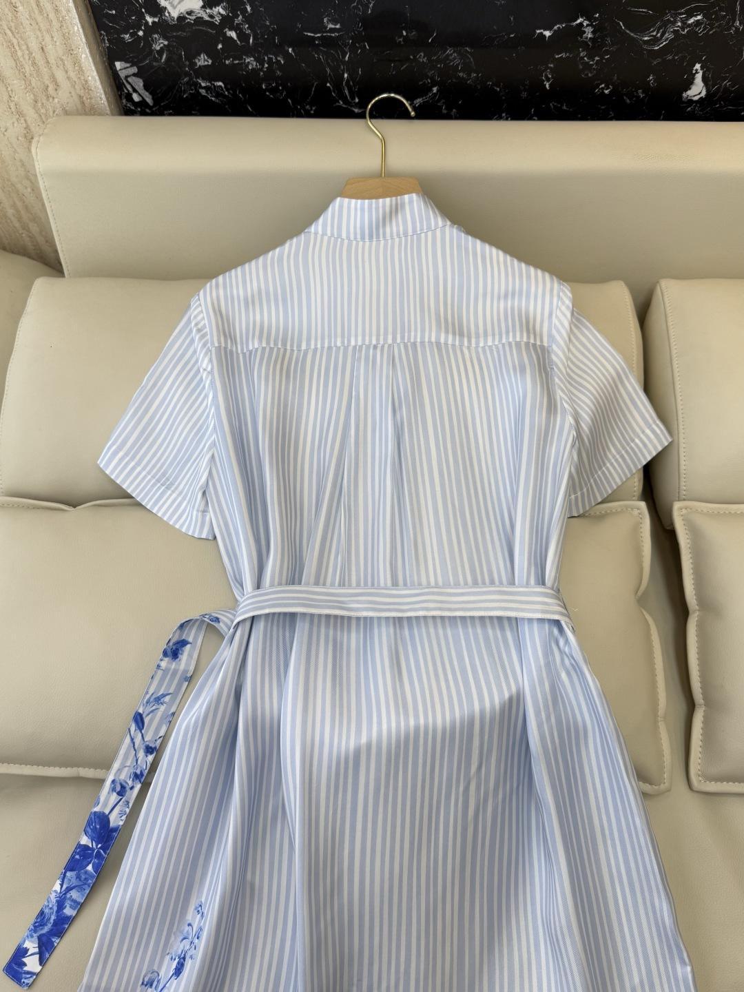 BS1197#新款连衣裙⚠️🌾Dior 100%真丝 印花短袖 条纹 连衣裙 36-42