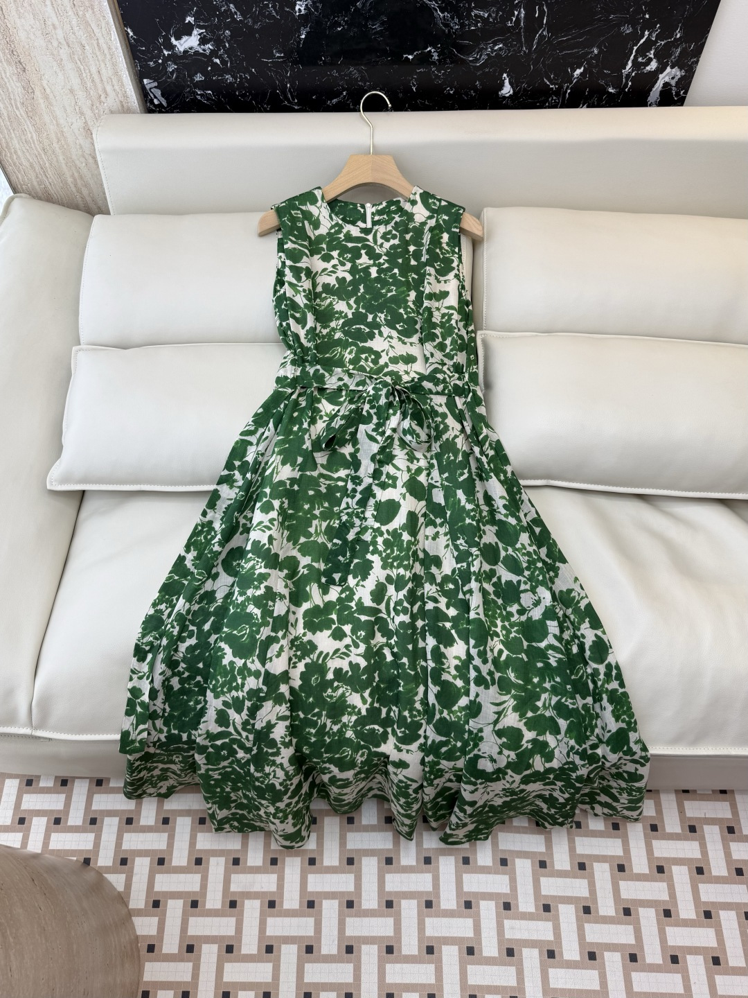 NO:858984,BS1169# New Dress Max Cotton Leaf Print Slim Dress Green Pink S-XL, Maxmara-Clothing, skirts,19860909BS1169#新款连衣裙 Max 棉布 树叶印花显瘦连衣裙 绿色 粉色 S-XL,麦丝玛拉-服装,skirts,,Women's clothing