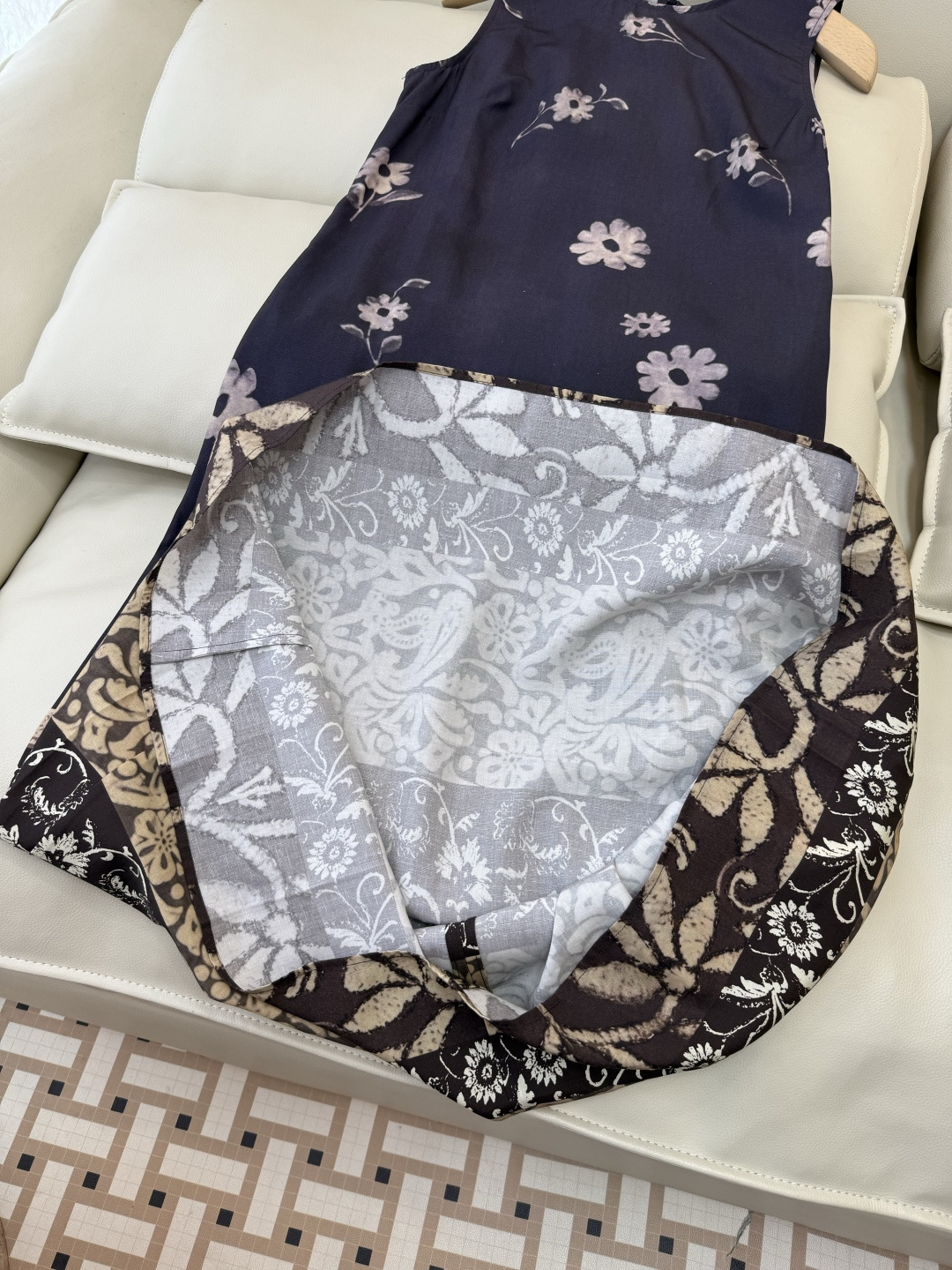 BS1203#新款连衣裙⚠️🌾古韵幽兰 定位 印花显瘦连衣裙 S-XL