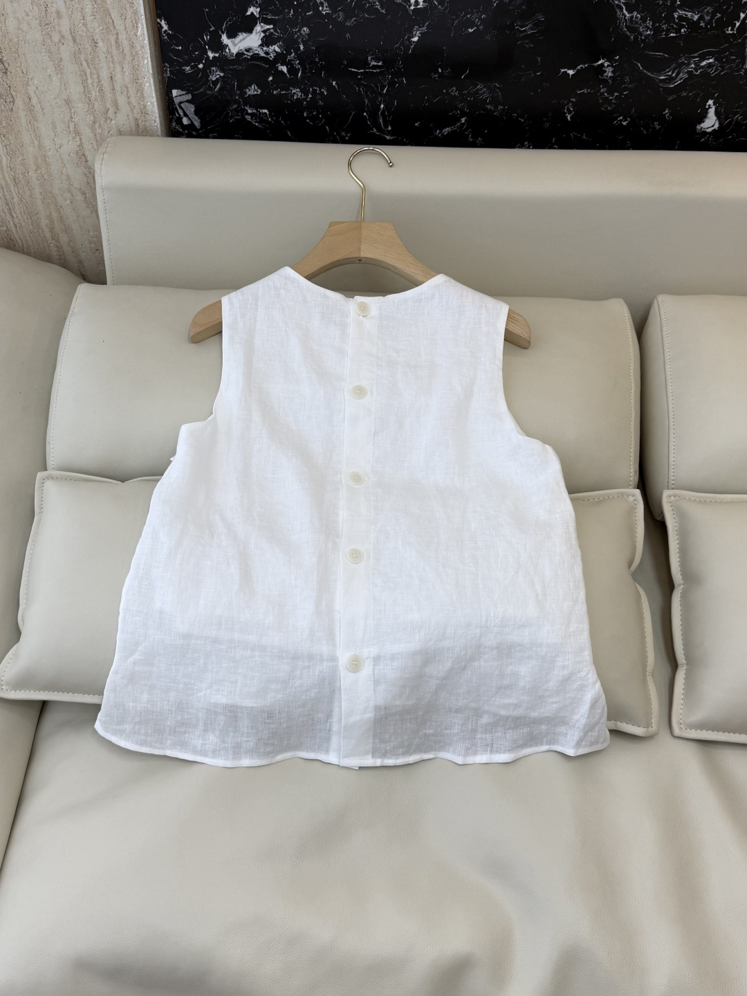 YJJ82643#新款上衣⚠️工厂特批‼️重工钉珠 100% 亚麻 无袖上衣 白色 SMLXL