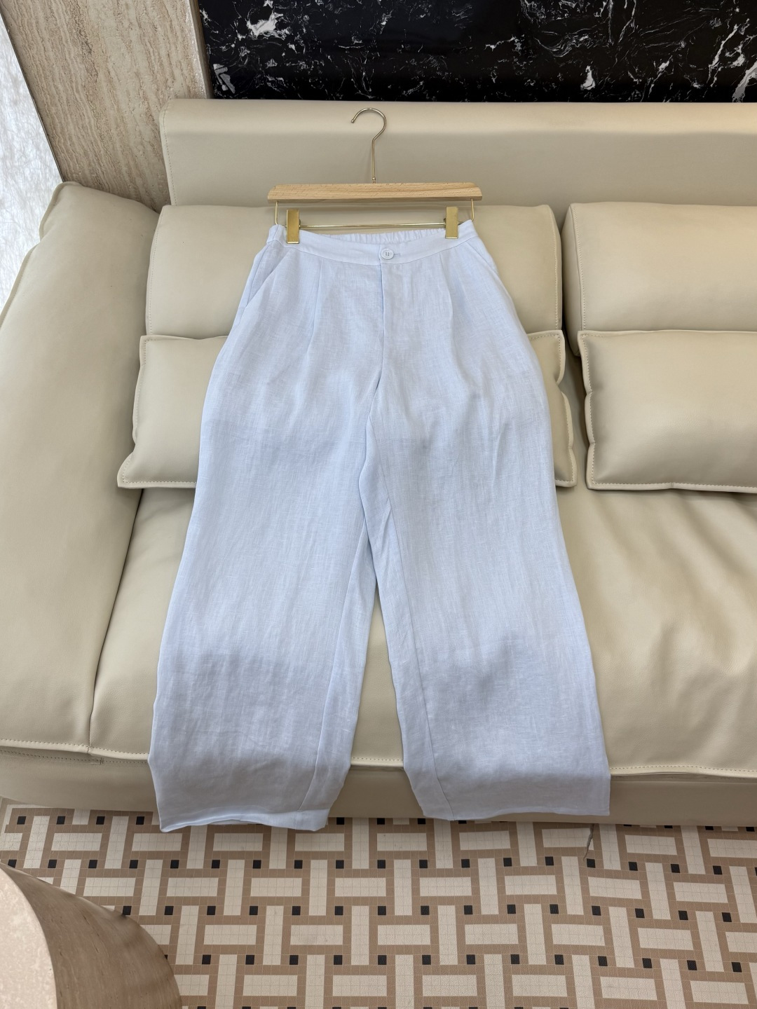 SY020#新款套装⚠️🌾重工刺绣钉珠 100%亚麻无袖上衣➕长裤 套装 两色 SMLXL