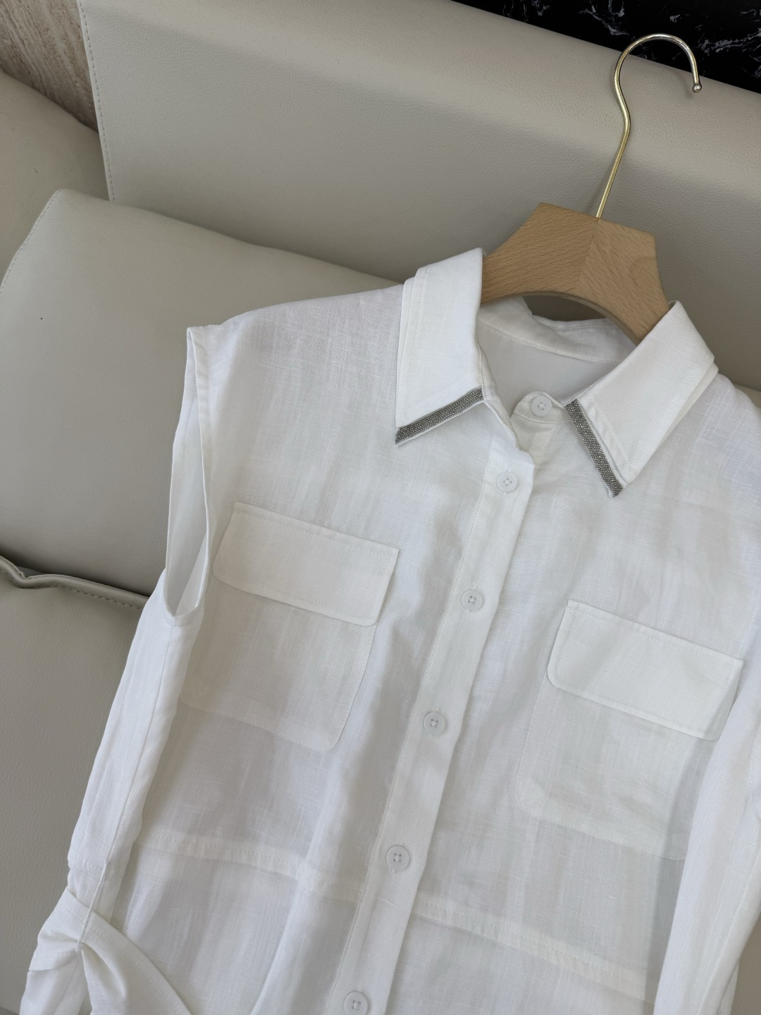 CX0234#新款连衣裙⚠️工厂特批‼️BC 链条⛓️ 衬衫领 40% 亚麻 60% 天丝 修身连衣裙 