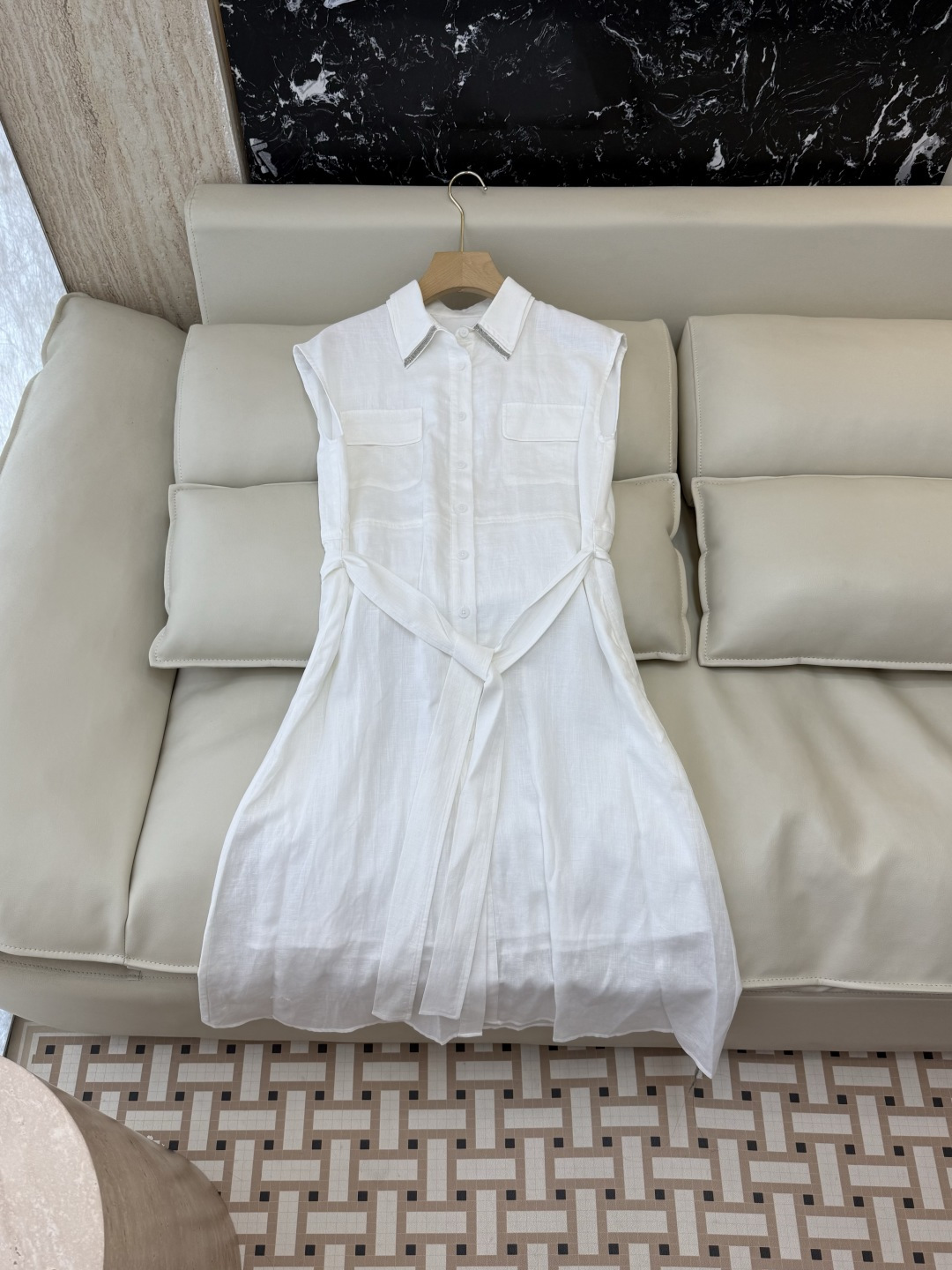 NO:867536,CX0234# New dress factory P BC chain shirt collar 40 linen 60 tencel slim dress white SML, women's clothing, skirts, shirts,19860909CX0234#新款连衣裙工厂P BC 链条 衬衫领 40 亚麻 60 天丝 修身连衣裙 白色 ＳＭＬ,女装,skirts,shirts,,Women's clothing