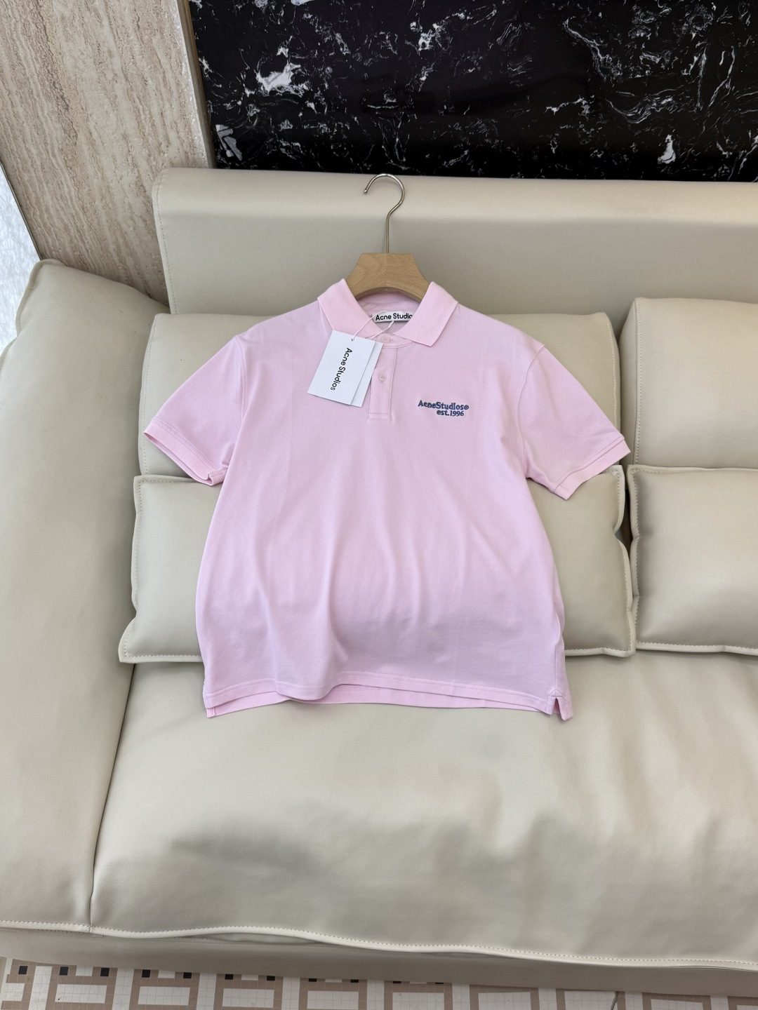 NO:867547,QG0237# New T-shirt Acne letter embroidered polo collar short-sleeved T-shirt pink SML, women's clothing, acne studios, T-shirt, tees, t-shirt,19860909QG0237#新款T恤 Acne 字母绣花 polo领 短袖T恤 粉色 SML,女装,acne studios,T-shirt,tees，t-shirt,,Women's clothing