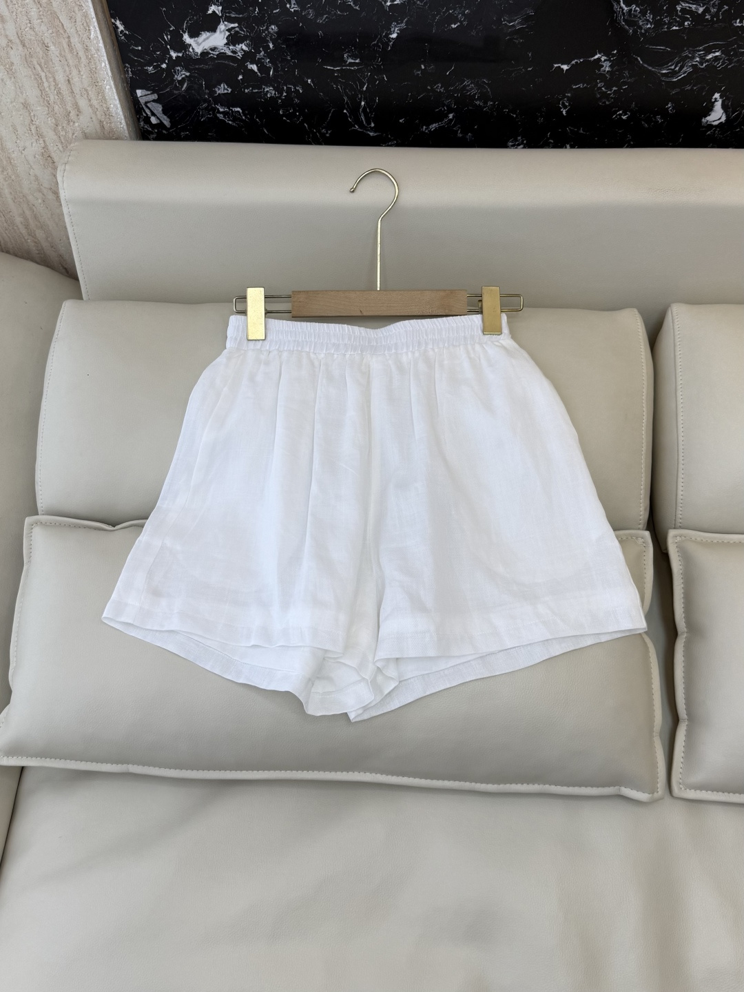 YM0137#新款套装⚠️工厂特批‼️绣花领短袖 100% 苎麻上衣➕短裤 套装 三色 S-XL