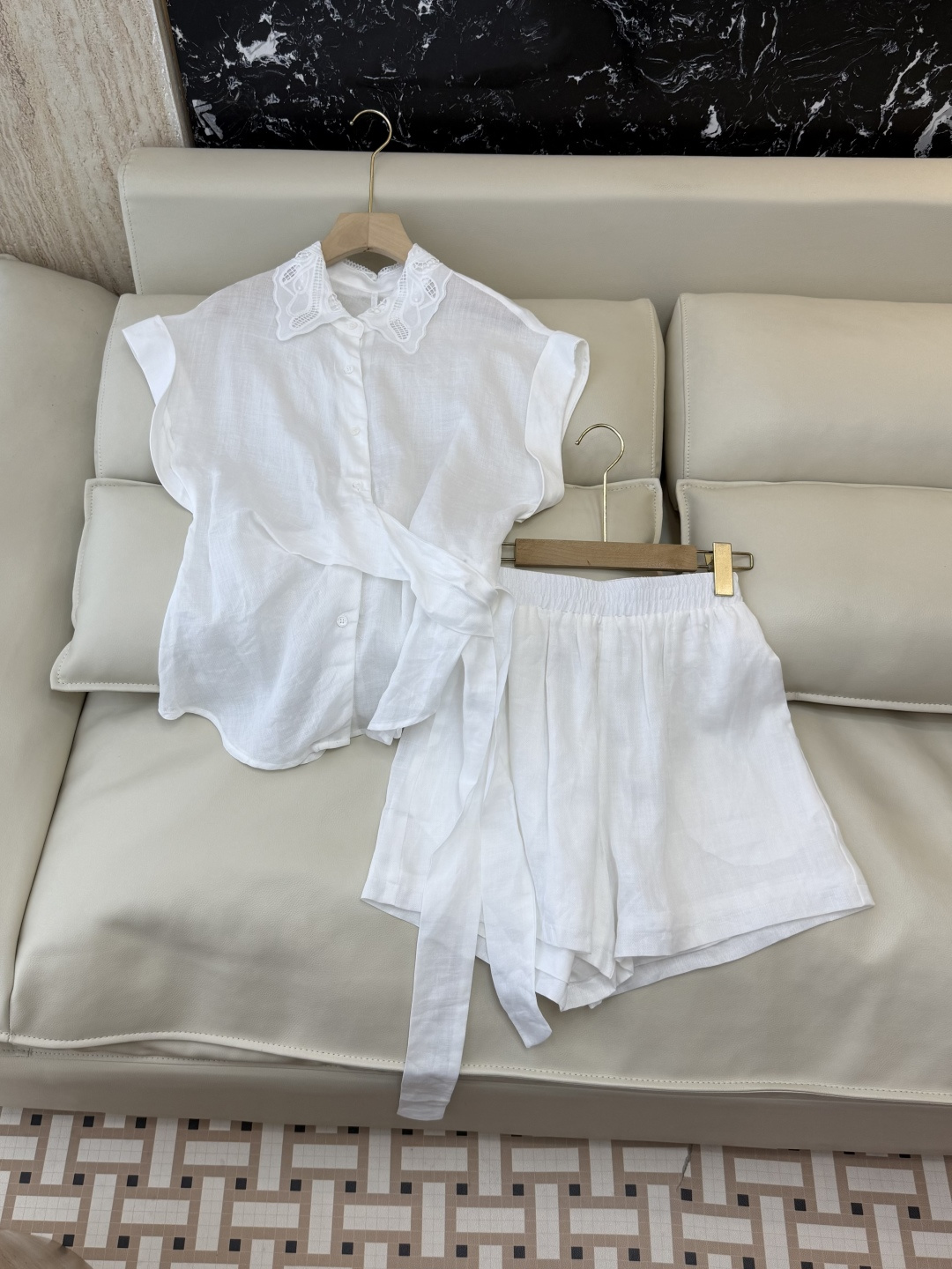 NO:867481,YM0137# New suit factory P embroidered collar short sleeves ramie top shorts suit three colors S-XL, women's clothing, shorts, T-shirt,19860909YM0137#新款套装工厂P 绣花领短袖 苎麻上衣短裤 套装 三色 S-XL,女装,shorts,T-shirt,,Women's clothing