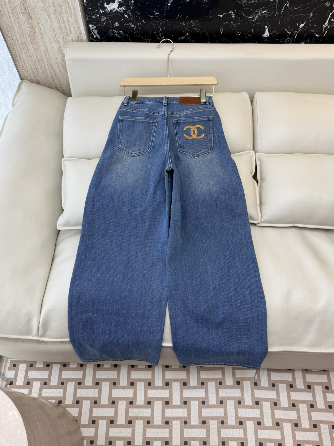 CX0238#新款牛仔裤⚠️工厂特批‼️双C绣花 小香风  牛仔棉显瘦牛仔裤 蓝色 26-30码