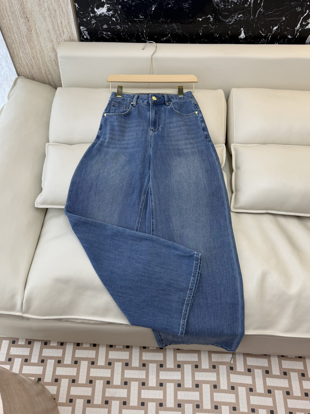 CX0238#新款牛仔裤⚠️工厂特批‼️双C绣花 小香风  牛仔棉显瘦牛仔裤 蓝色 26-30码