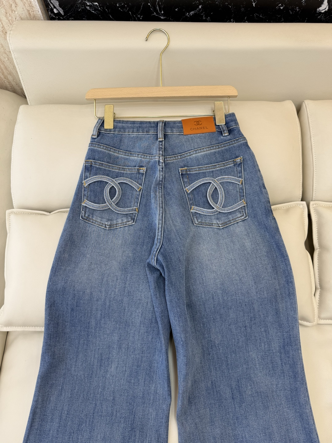 CX0239#新款牛仔裤⚠️工厂特批‼️双C绣花 小香风  牛仔棉显瘦牛仔裤 蓝色 26-30码