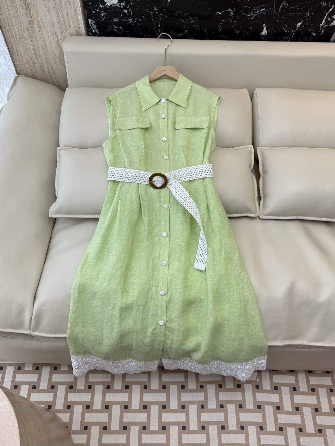 NO:867524,YM0141#New dress factory P linen shirt collar sleeveless dress blue green SMLXL, women's clothing, skirts, shirts,19860909YM0141#新款连衣裙工厂P 亚麻 衬衫领 无袖连衣裙 蓝色 绿色 SMLXL,女装,skirts,shirts,,Women's clothing