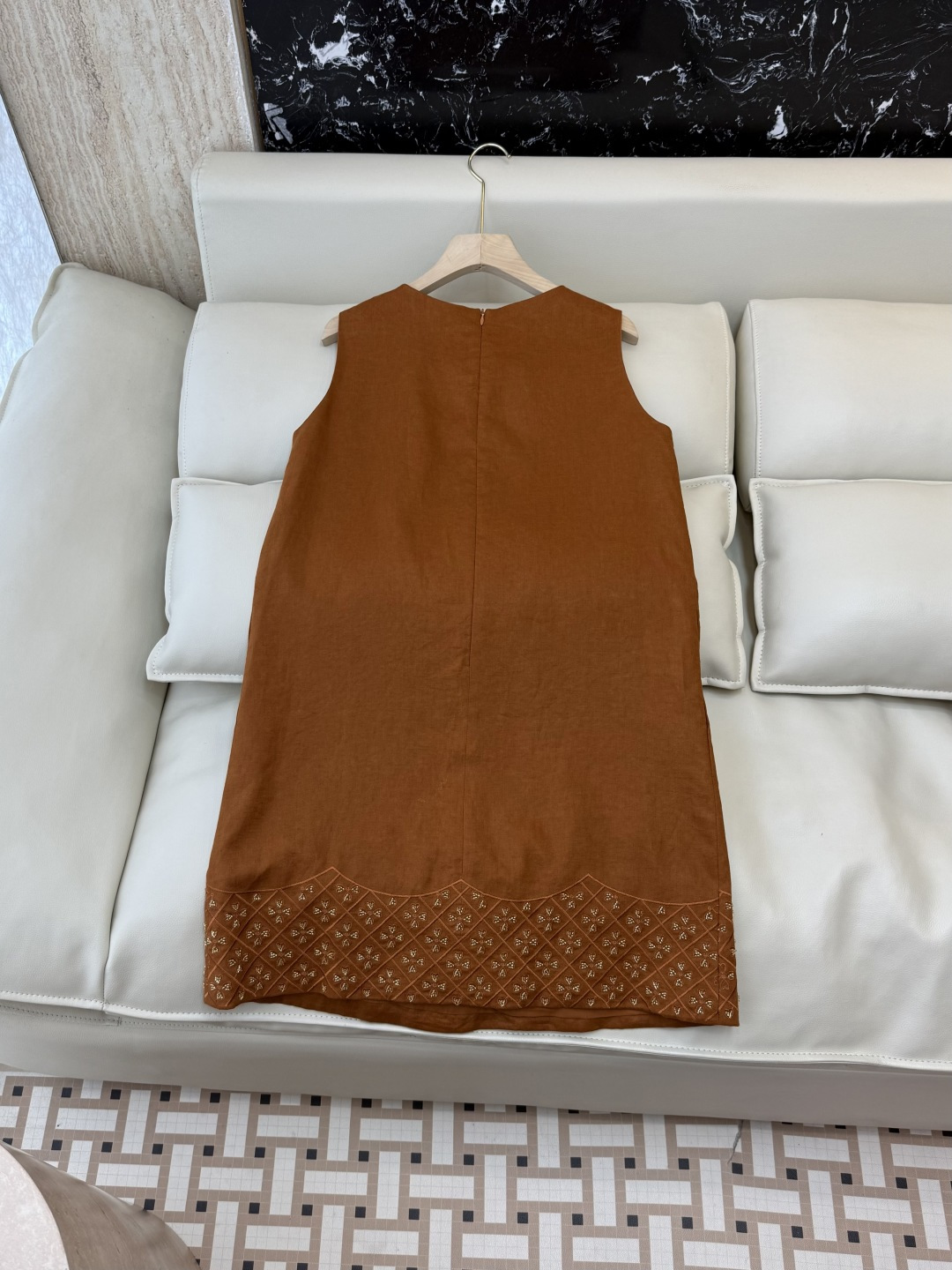 YM0135#新款连衣裙⚠️工厂特批‼️重工刺绣钉珠无袖 100% 亚麻连衣裙 三色 S-XL