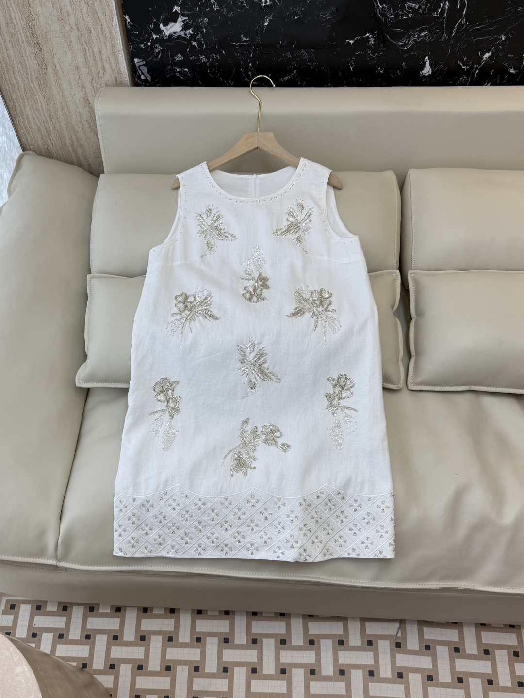 NO:867461,YM0135# New Dress Factory P Heavy Embroidery Beading Sleeveless Linen Dress Three Colors S-XL, Women's Clothing, Skirts,19860909YM0135#新款连衣裙工厂P 重工刺绣钉珠无袖 亚麻连衣裙 三色 S-XL,女装,skirts,,Women's clothing