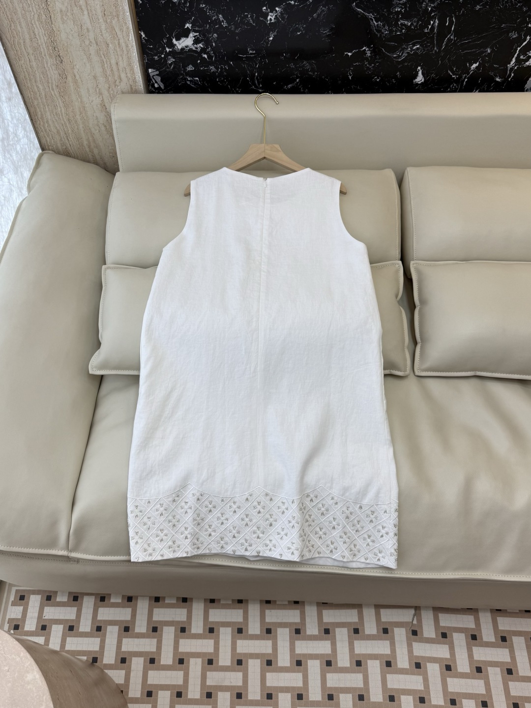 YM0135#新款连衣裙⚠️工厂特批‼️重工刺绣钉珠无袖 100% 亚麻连衣裙 三色 S-XL