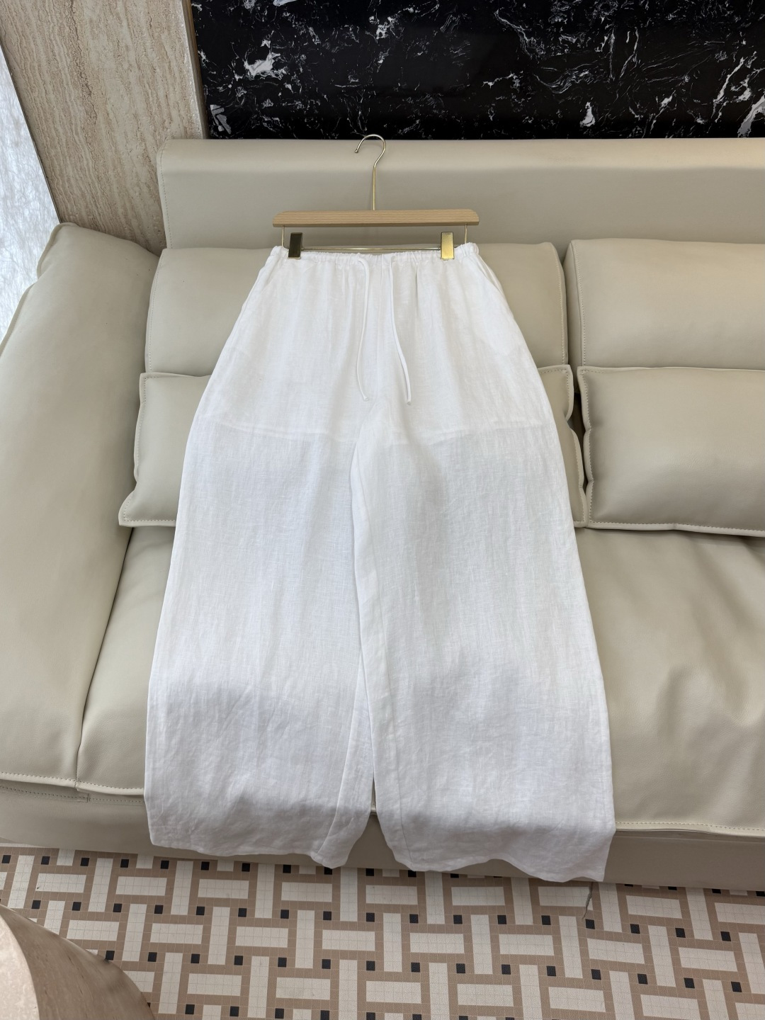 YM0136#新款套装⚠️工厂特批‼️重工刺绣钉珠无袖 100% 亚麻上衣➕裤子 套装 三色 S-XL