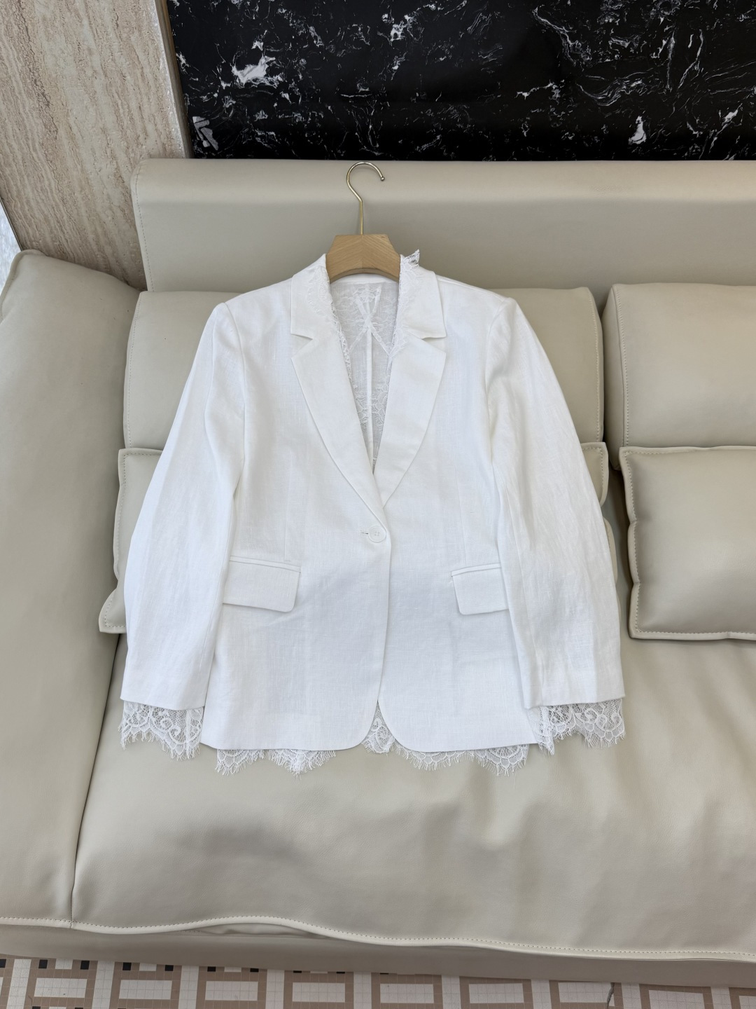 NO:867030,XZ0171# New Jacket McQueen MQ Linen One Button Lace Long Sleeve Suit Jacket White SMLXL, women's clothing, alexander mcqueen, jackets & coats, business suit,19860909XZ0171#新款外套 麦昆 MQ 亚麻一粒扣 蕾丝花边 长袖西装外套 白色 SMLXL,女装,alexander mcqueen,jackets & coats,business suit,,Women's clothing